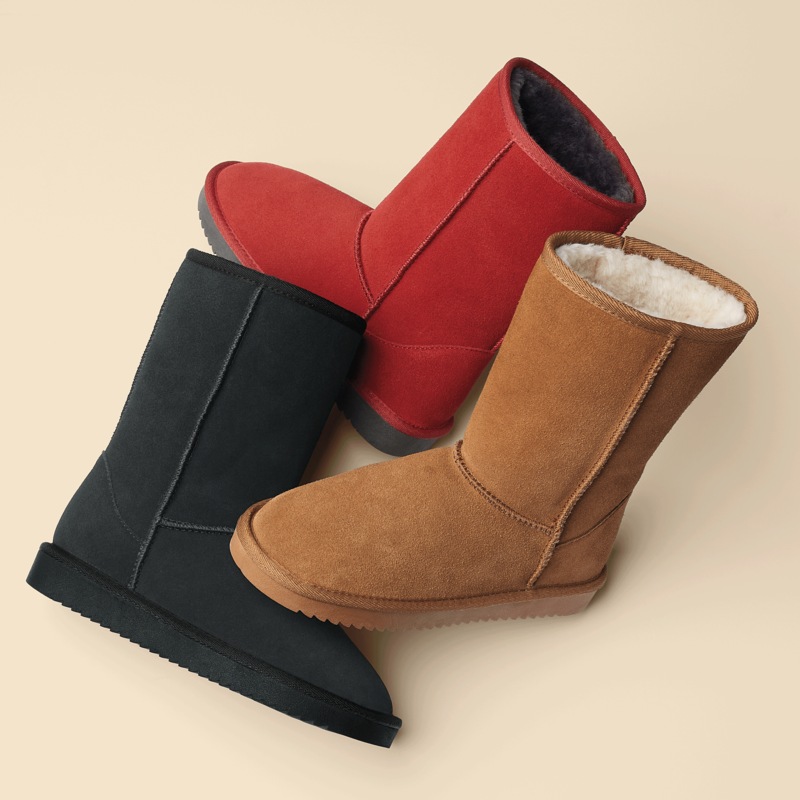 Women's Classic Genuine Suede Boot with Faux-Fur Lining - MIDNIGHT VELVET CATALOG