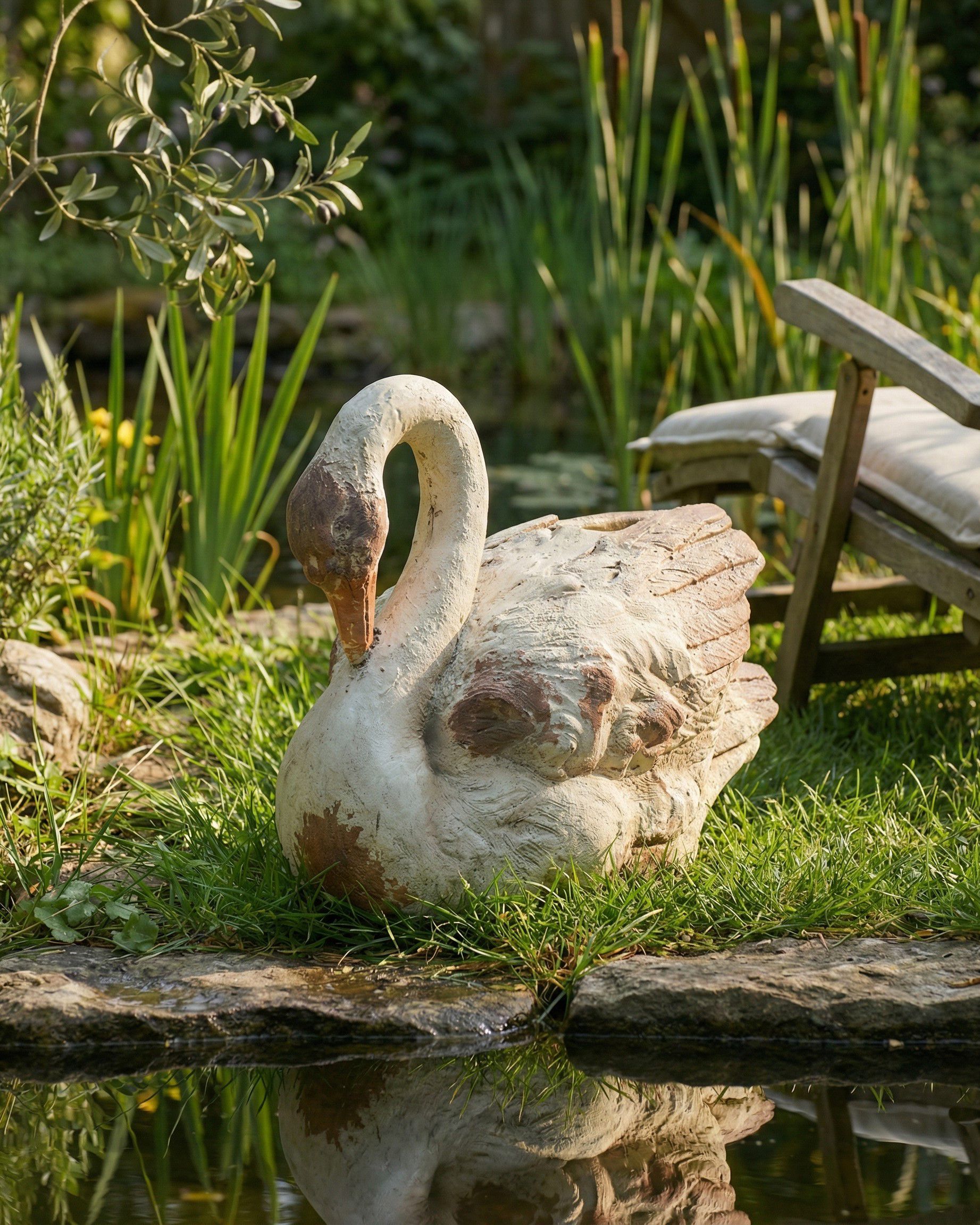 Garden Statue PACIANO Swan Beige