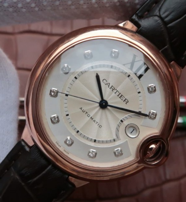 Replica Cartier JF Ballon Bleu 42mm RG White Dial Leather Strap MIYOTA9015 - Elite Watch Atelier