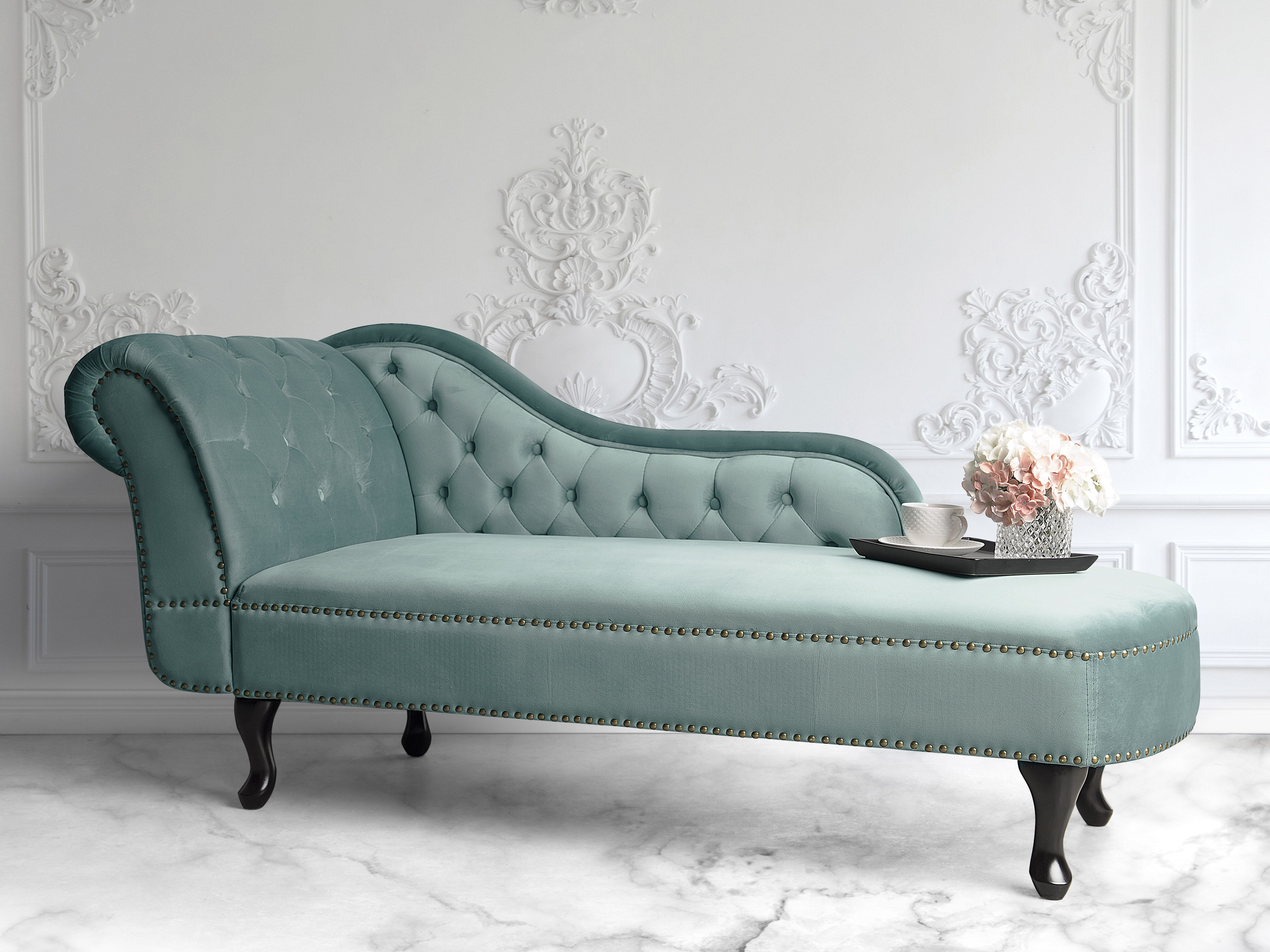 Left-Hand Chaise Lounge NIMES Velvet Mint Green