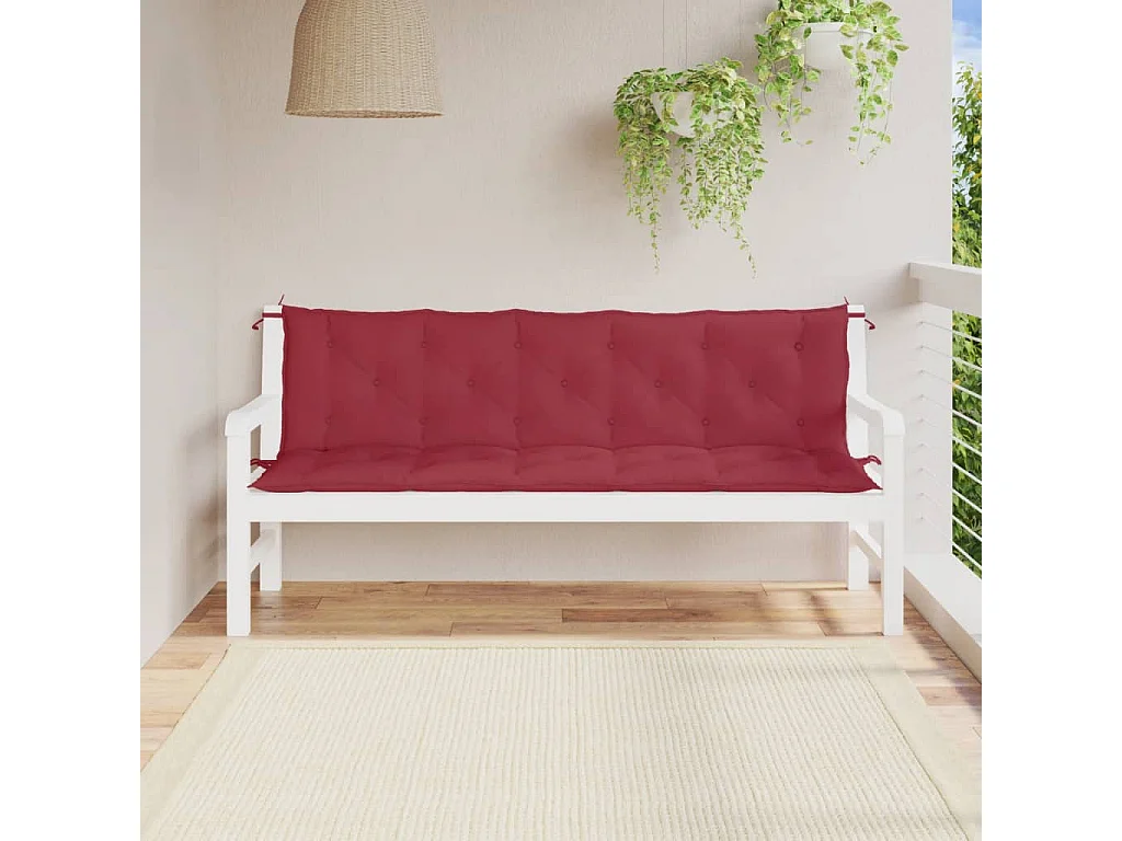Coussins de banc de jardin lot de 2 rouge bordeaux tissu Oxford