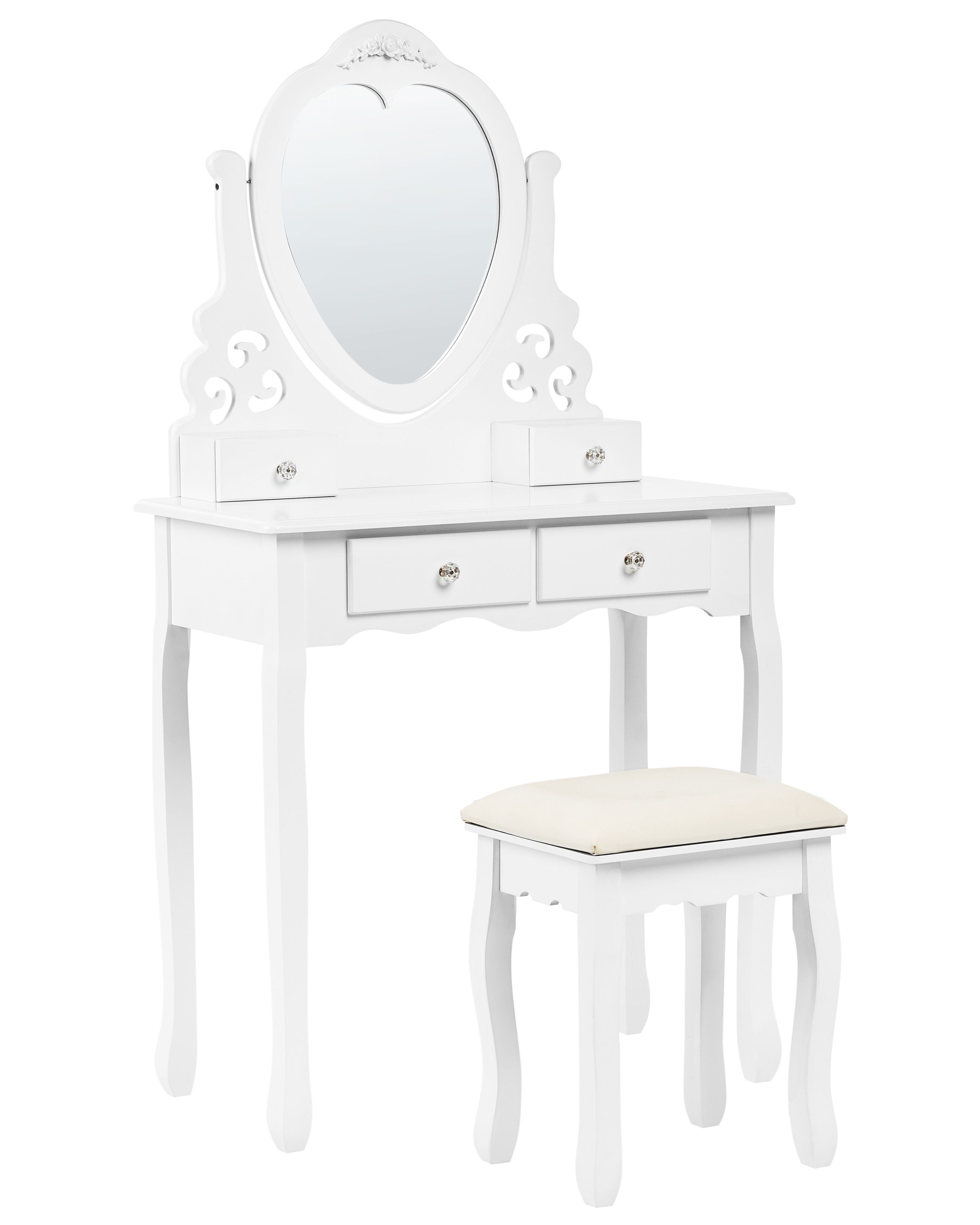 Dressing Table with Mirror and Stool DIVA White