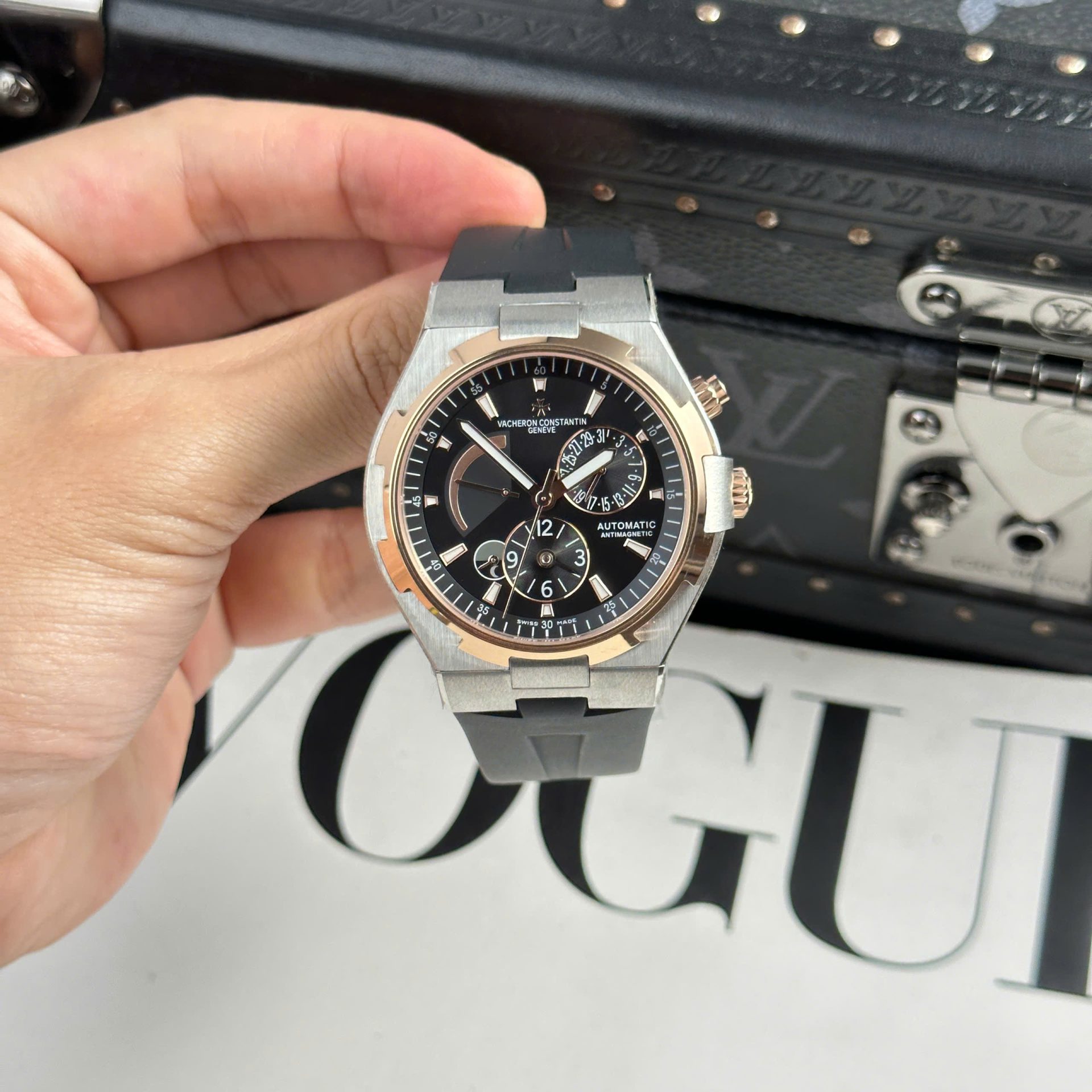 Vacheron Constantin Copies Watch Overseas Dual Time 47450 Demi Rose Gold 9F Factory 42mm - Top club