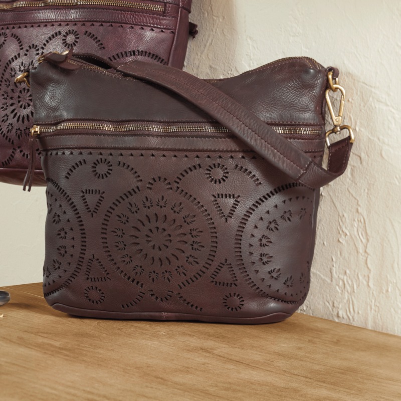 L'Artiste Chartres Shoulder Bag by Spring Step with Cutouts and Pebbled Finish - MIDNIGHT VELVET CATALOG