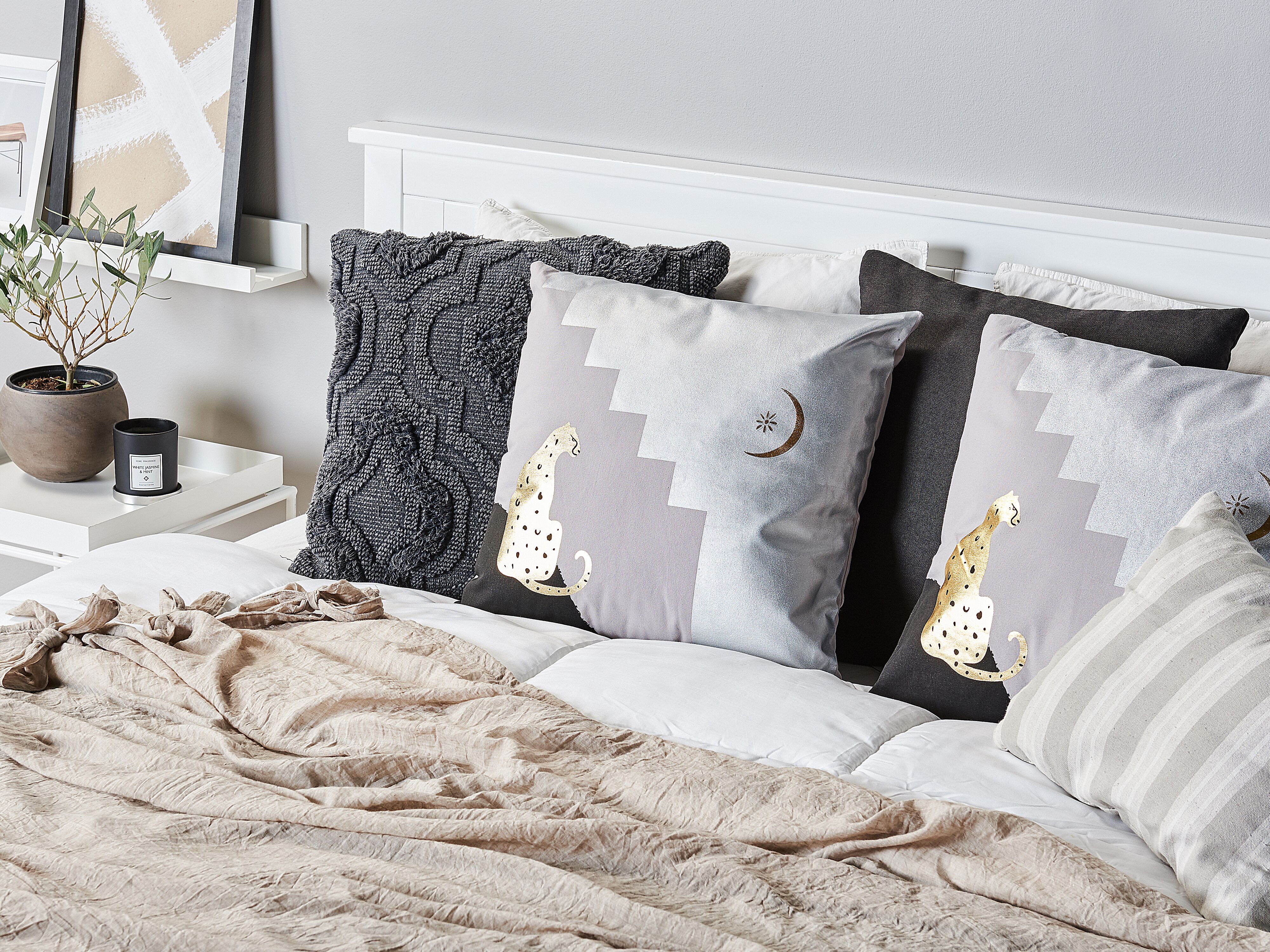 Set of 2 Decorative Cushions DIGITALIS Cotton 45 x 45 cm Grey Abstract Pattern