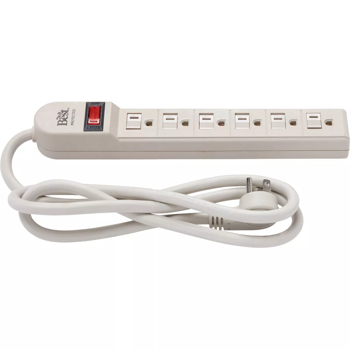 Do it Best 6-Outlet 450J Tan Power Surge Strip with 4 Ft. Cord