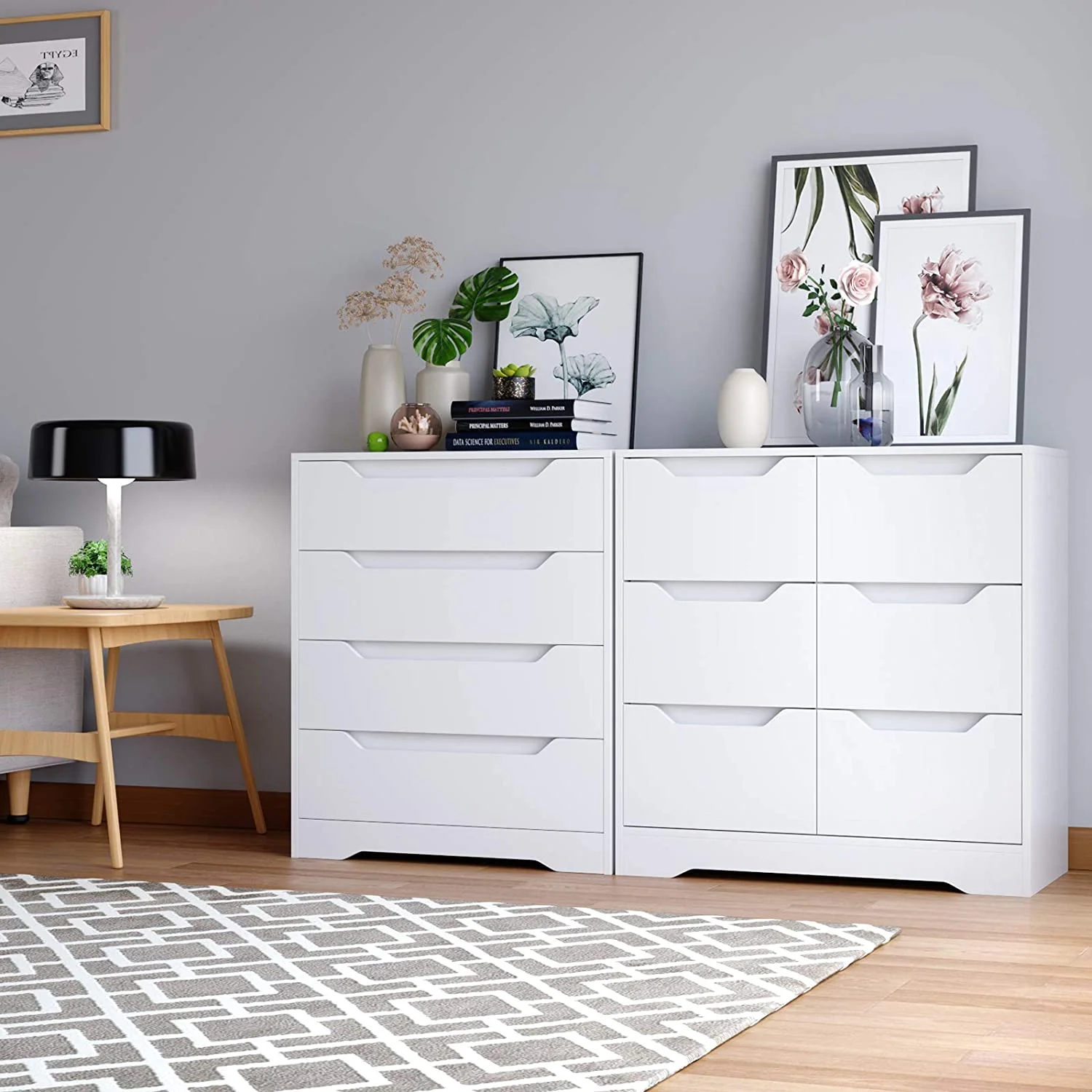 Homfa 4 Large Drawers Dresser, Modern Wood Chest of Drawers for Bedroom Hallway Living Room, White - Image 7