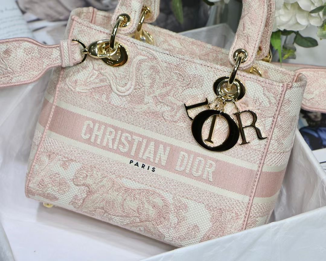 Christian Dior Medium Lady D-Lite Bag Pink, For Women, Women’s Handbags 24cm/9.5in CD M0565OTDT_M9121:1High-quality replica
