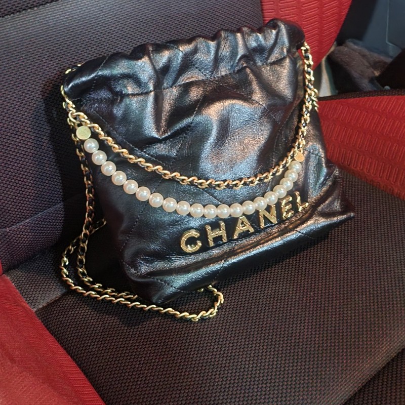 CHANEL Mini 23S Shiny Calfskin with Pearl Handbag AS39801:1High-quality replica