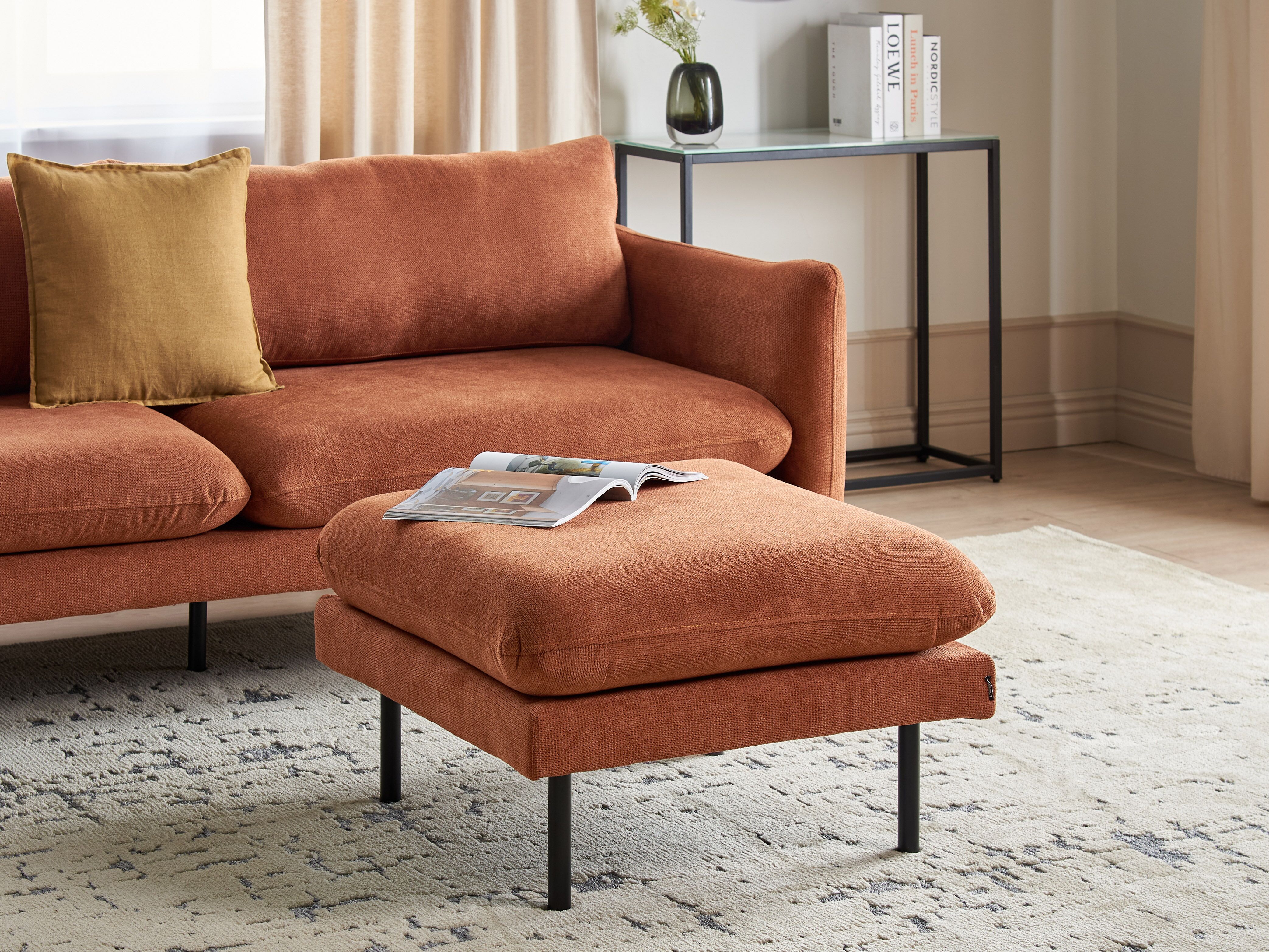 Ottoman VINTERBRO Chenille Golden Brown