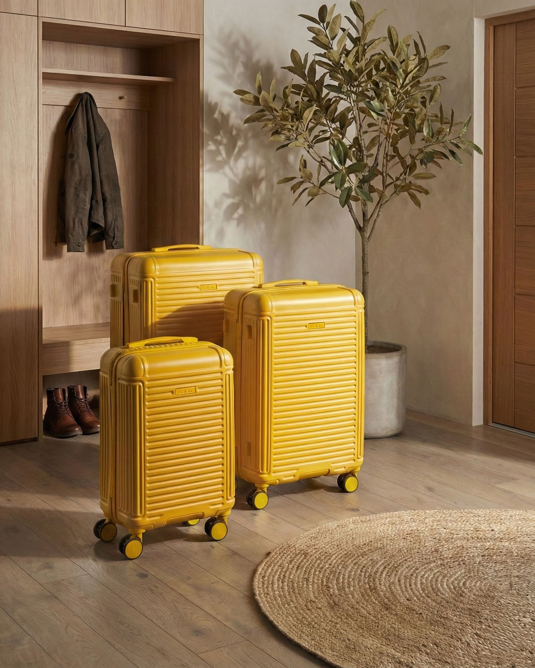 Set of 3 Hard Shell Suitcases MYNTIS Yellow