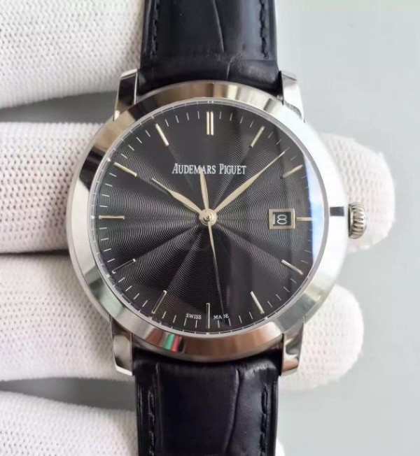 Replica Audemars Piguet Jules Audemars 15170 SS Black Dial Leather Strap A3120 - Top club