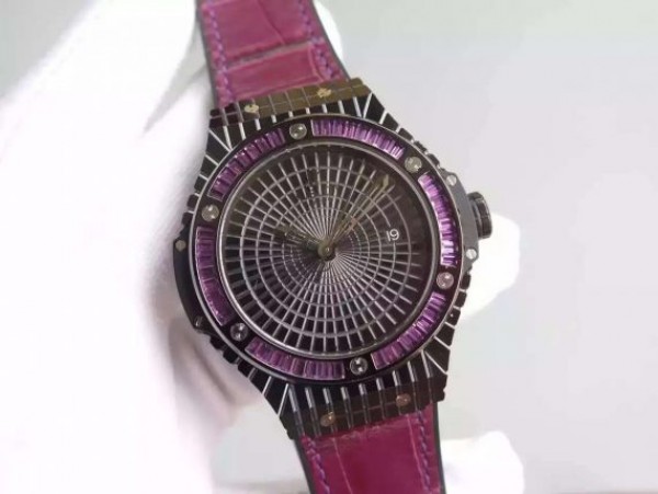 Replica Hublot Big Bang 41mm Tutti Frutti Maroon Caviar on Gummy Strap A2824 - Elite Watch Atelier