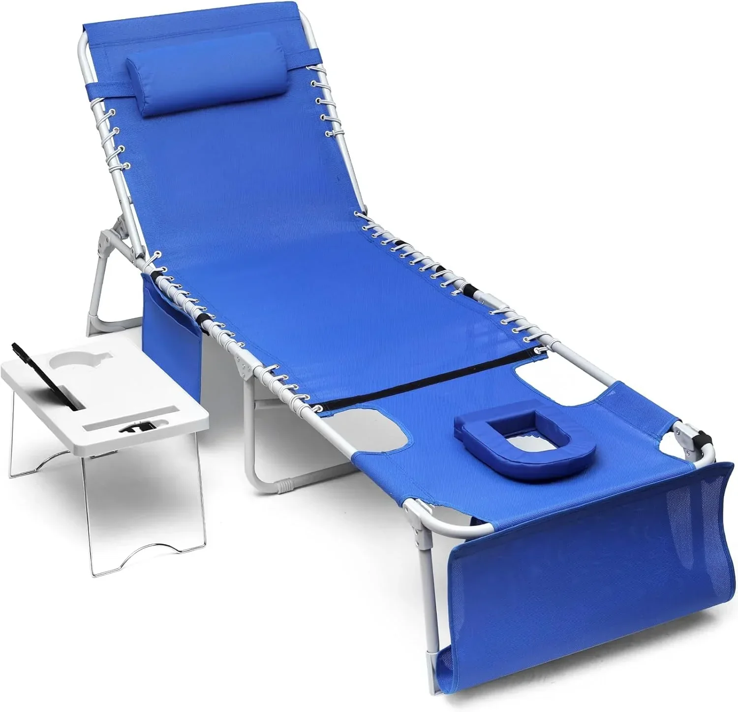 Yestomo 3-in-1 Outdoor Sun Tanning Lounge Chair, Blue, 330lbs Capacity - Image 8 Yestomo 3-in-1 Outdoor Sun Tanning Lounge Chair, Blue, 330lbs Capacity - Image 8