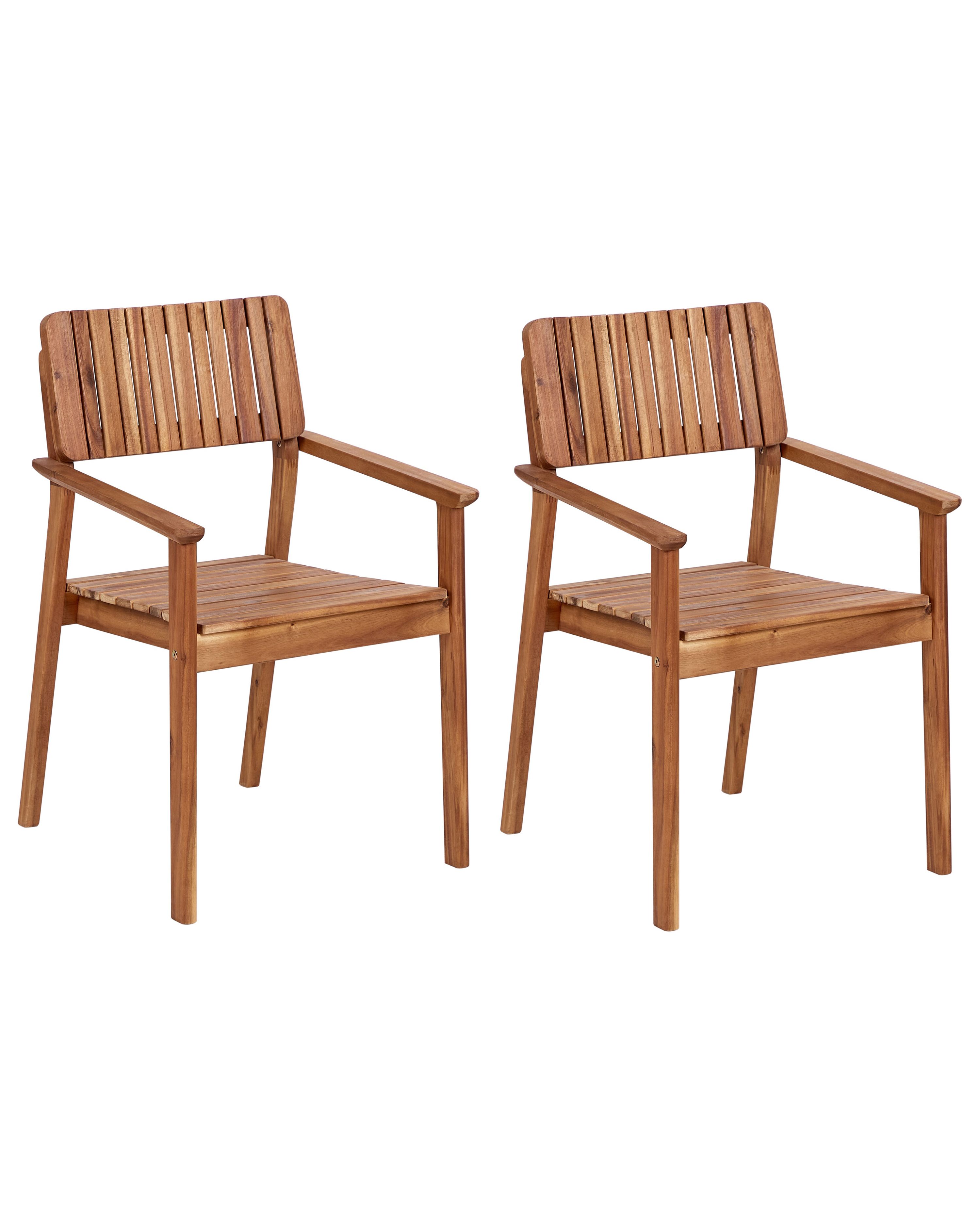 Set of 2 Garden Chairs AGELLO Acacia Wood Brown
