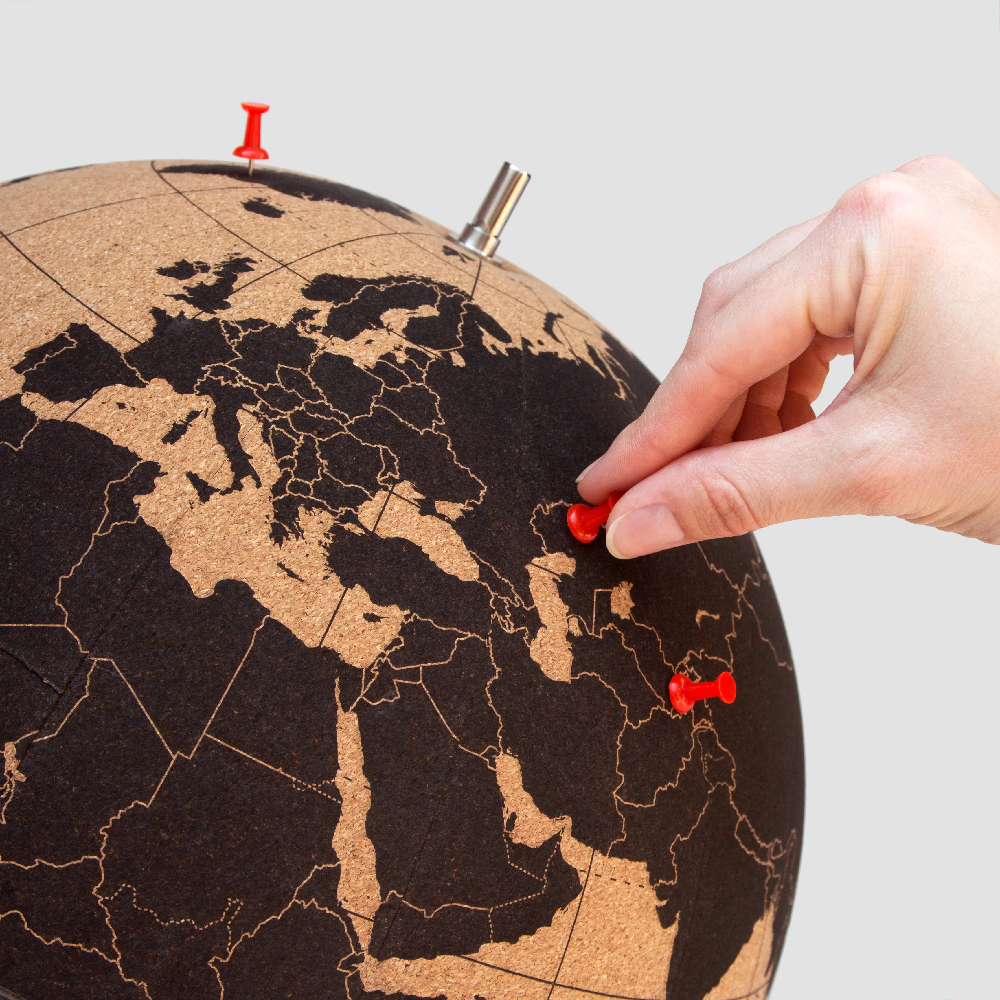 Suck UK | Large Black Cork Globe Map | With Push Pins | 10�� ? 25cm