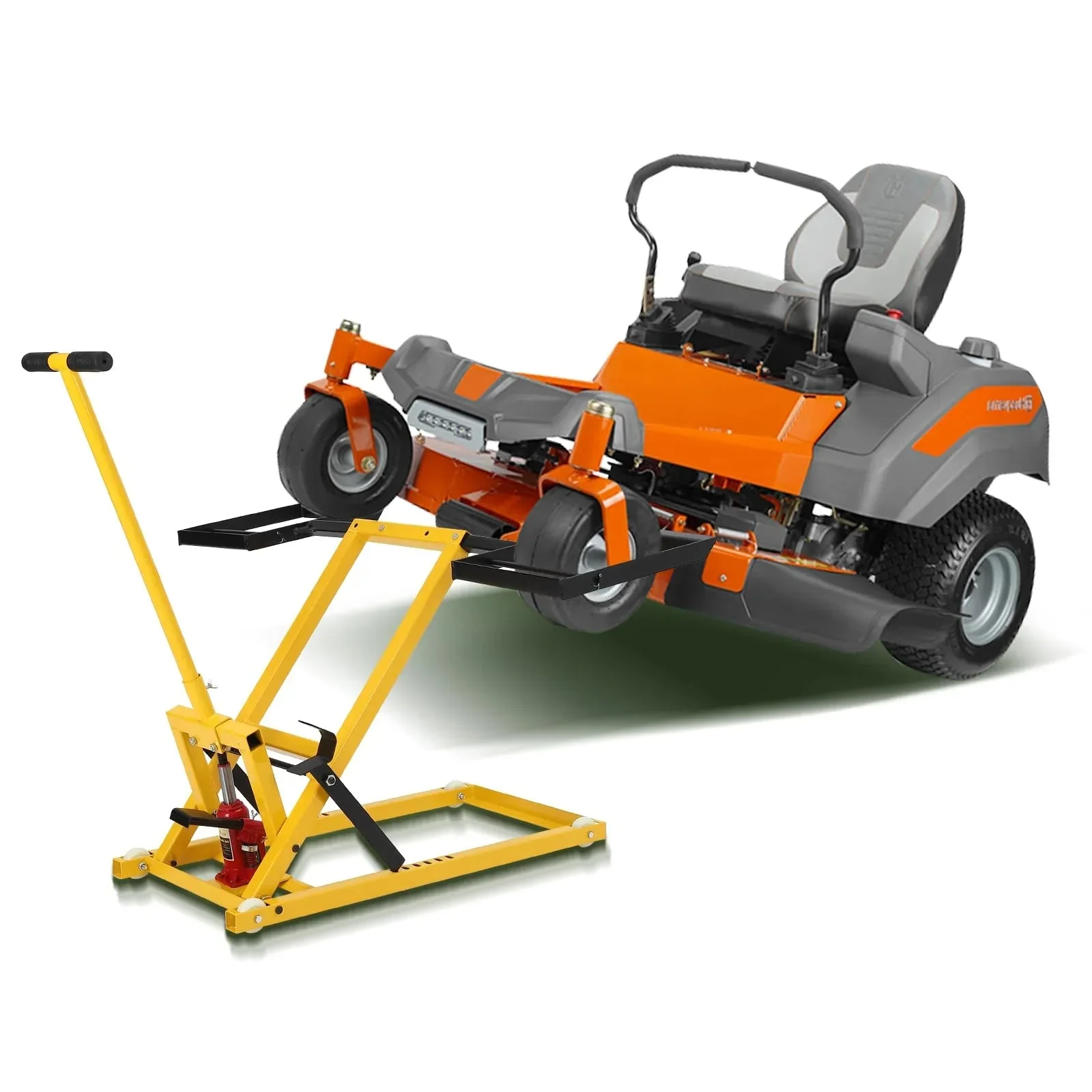 Lawn Mower Lift With Hydraulic Jack, 26 Inches, 500 LBS Capacity, Yellow - PHO_13L5VR2X2L - Image 8 Lawn Mower Lift With Hydraulic Jack, 26 Inches, 500 LBS Capacity, Yellow - PHO_13L5VR2X2L - Image 8