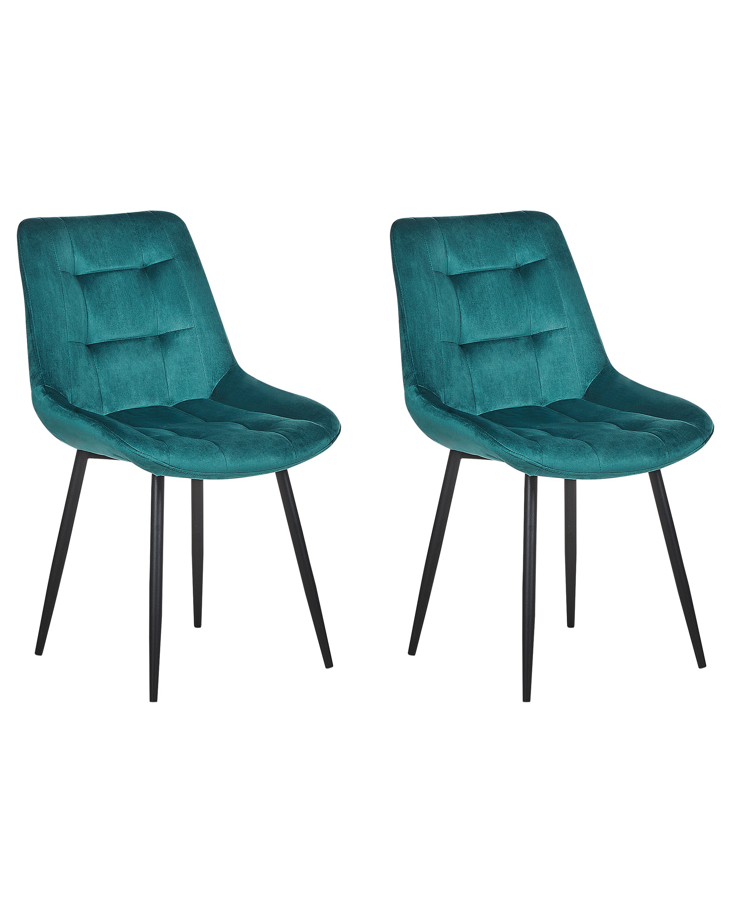 Set of 2 Dining Chairs MELROSE Velvet Turquoise