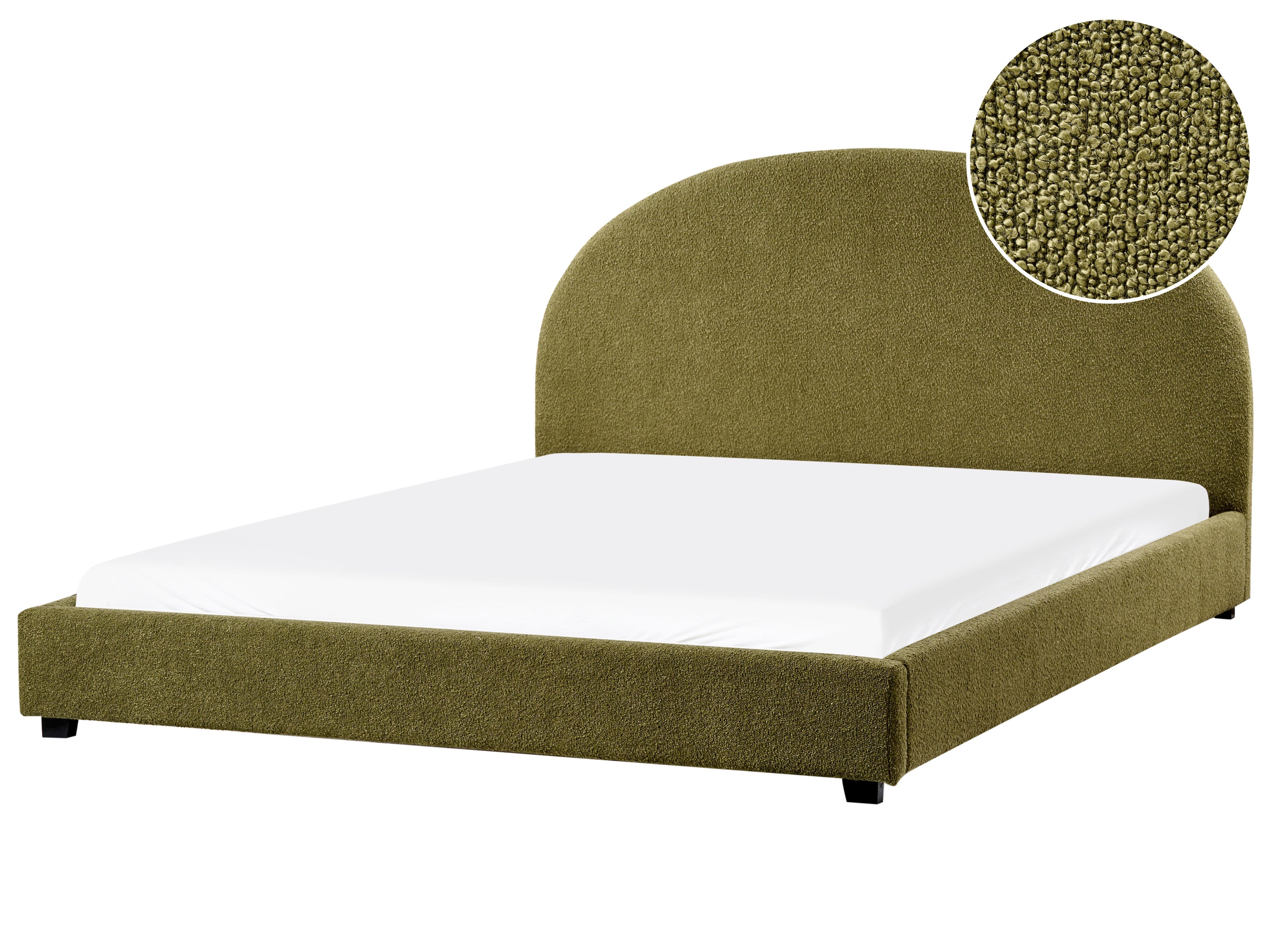 Bed Boucle VAUCLUSE 180 x 200 cm (EU Super King) Olive Green