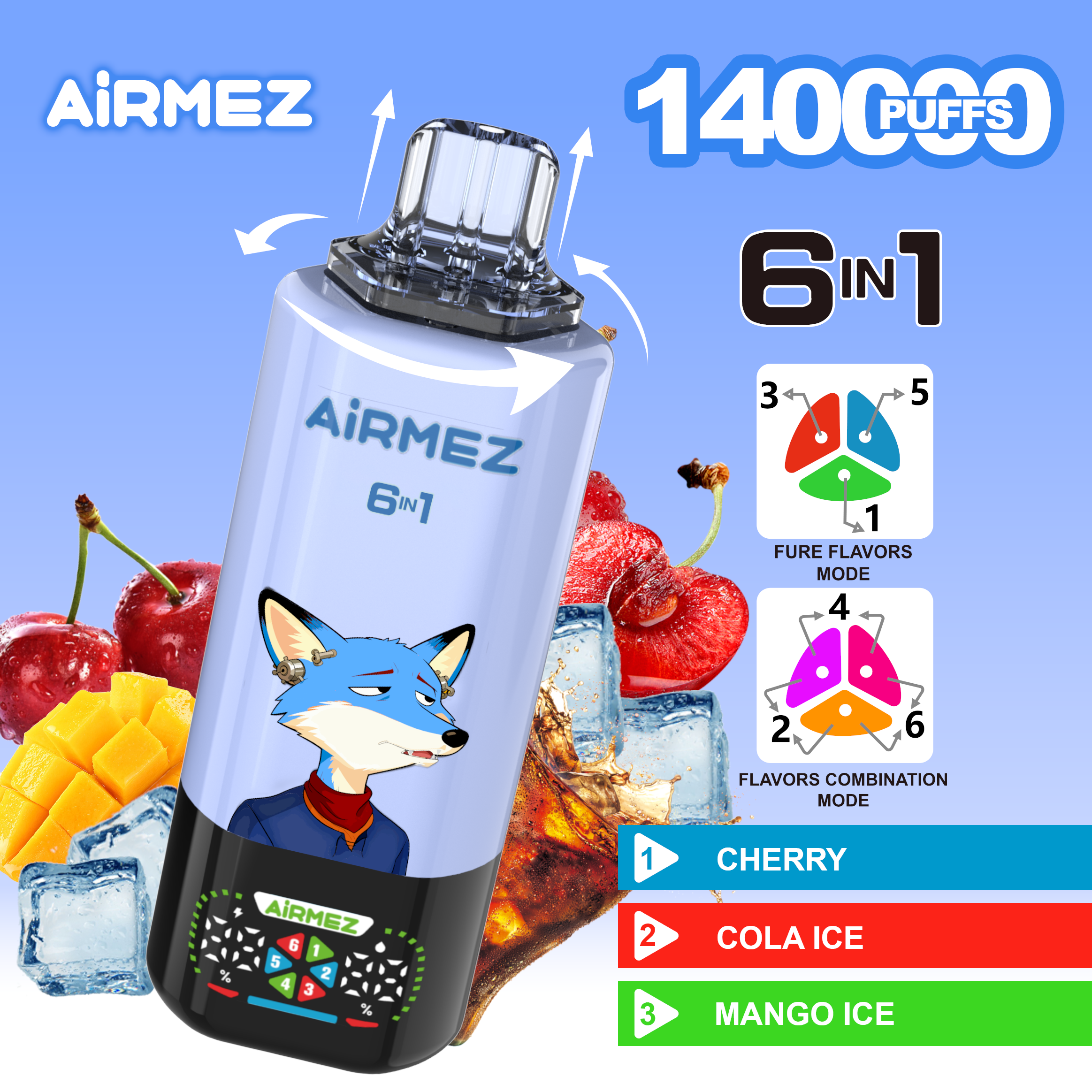 Airmez Fox 6-in-1 140K Puffs