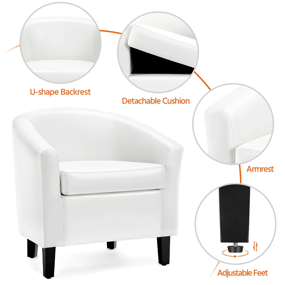 Renwick Faux Leather Barrel Accent Chair for Living Room, Set of 2, Black - Image 58