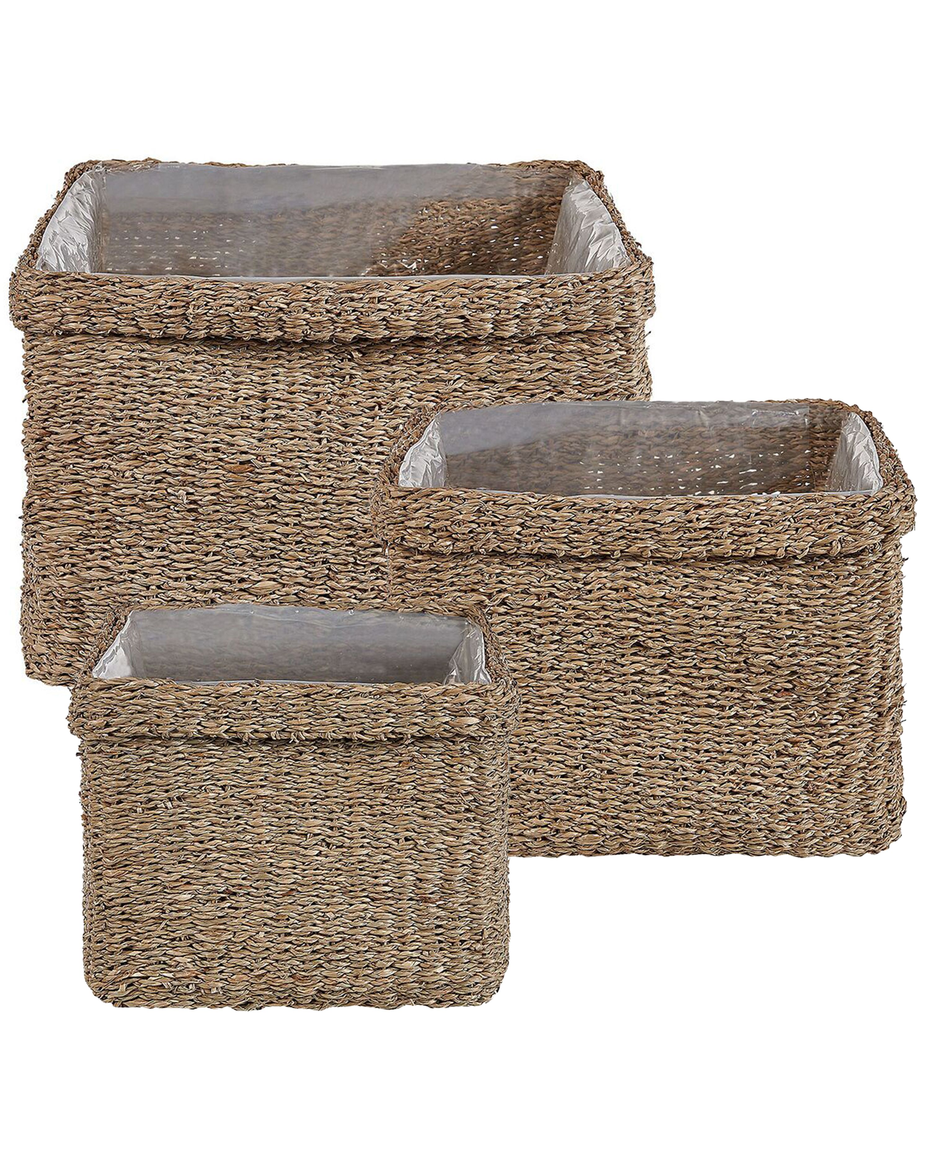 Set of 3 Plant Pots RIVULINE Seagrass 23/27/30 cm Natural