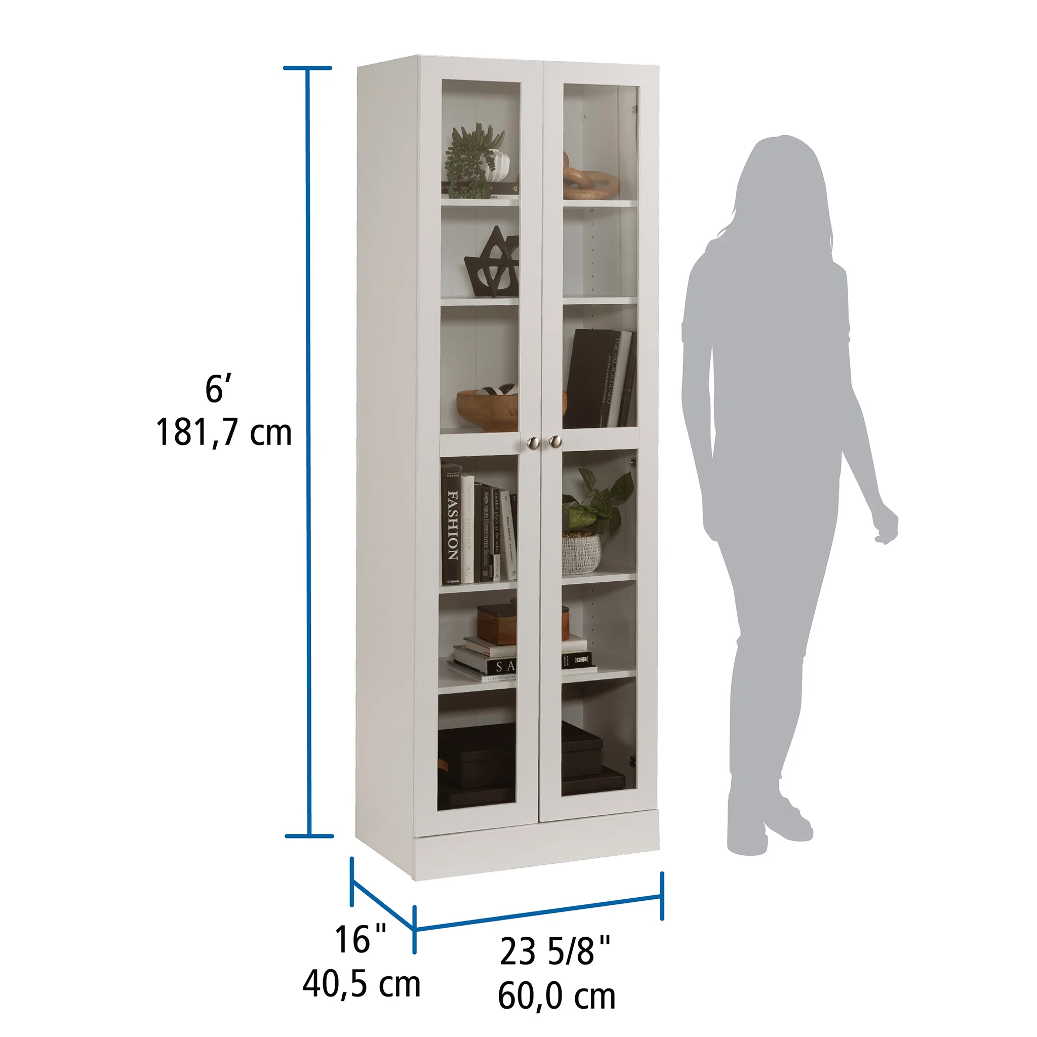 Mainstays Glass Door Storage Bookcase, Black Finish - Image 19
