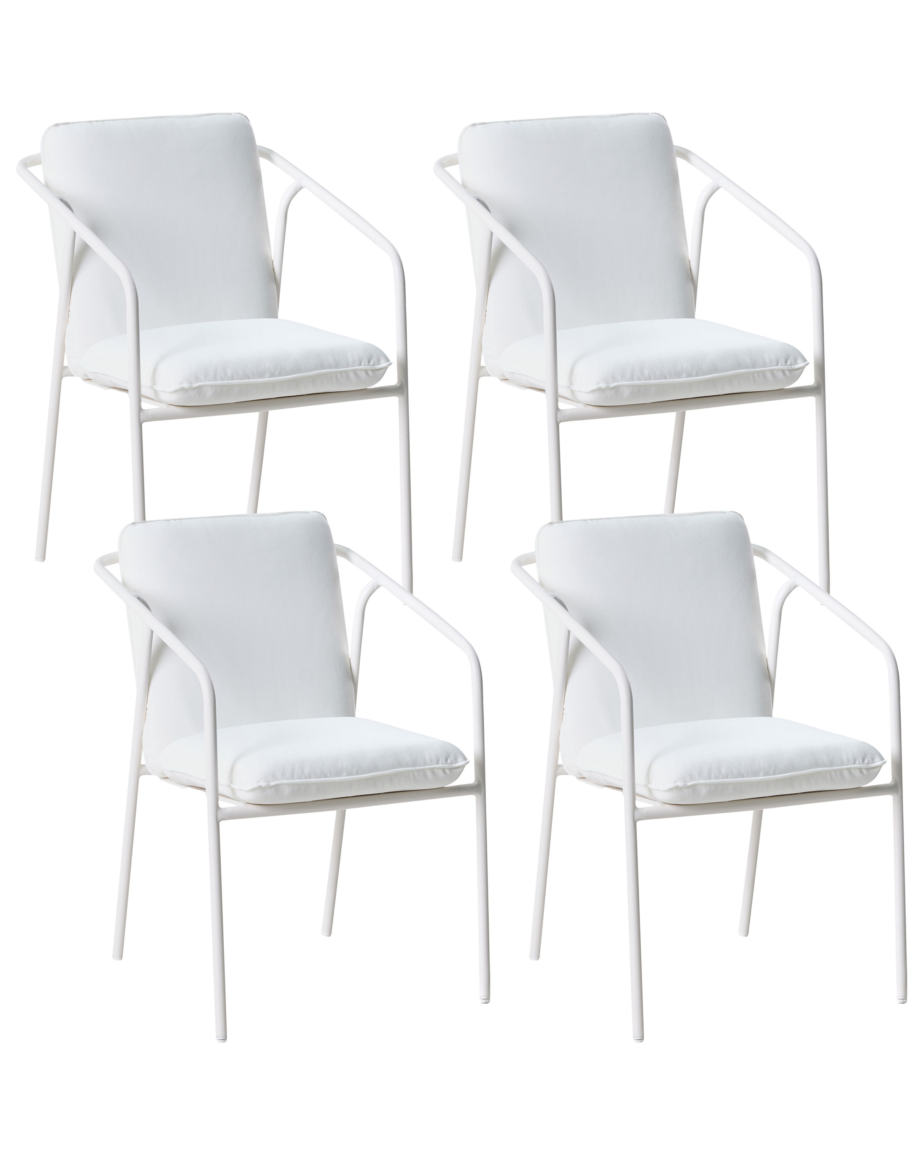 Set of 4 Garden Chairs with Cushions ASCIANO Metal White