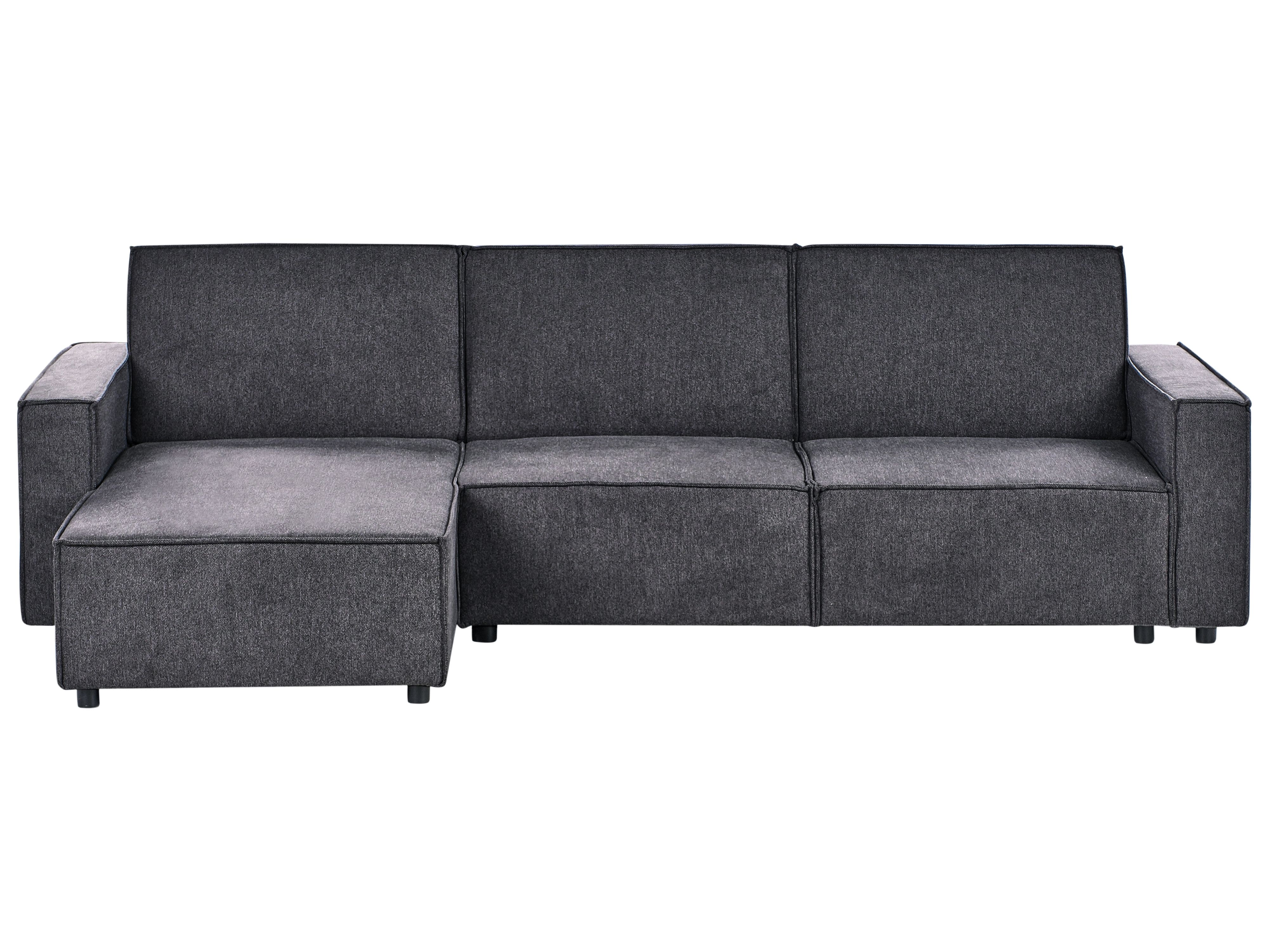 Corner Sofa Bed 3 Seater ROMEDAL II Fabric Graphite Grey Right Hand