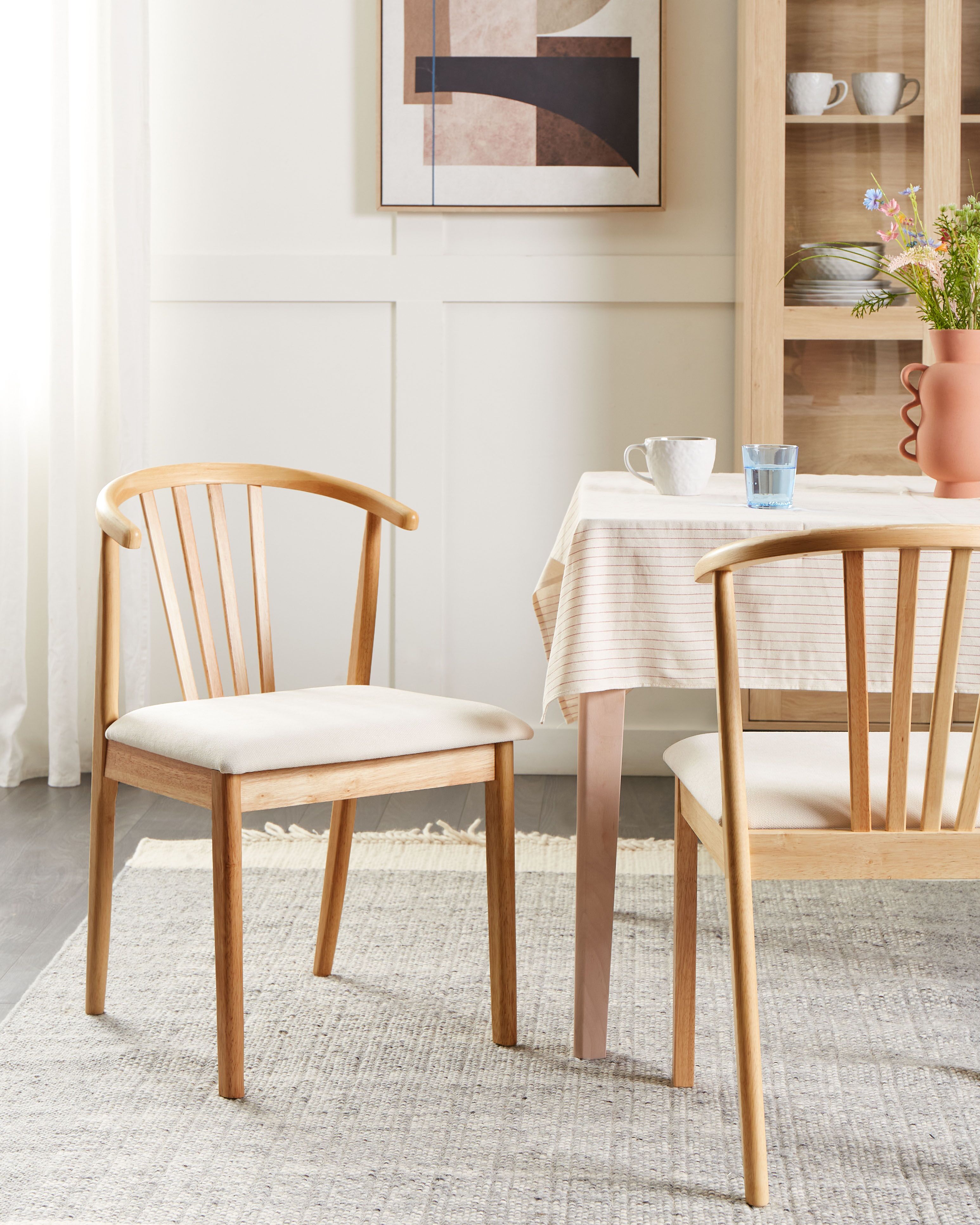 Set of 2 Dining Chairs CRAIG Wood Light Brown/ Beige