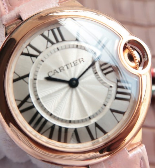 Replica Cartier Ballon Bleu 33mm RG White Dial Leather Strap Ronda Quartz - Top club