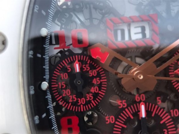 Replica Richard Mille RM011 RG White Ceramic Felipe Massa Black Inner Bezel White Rubber Strap A7750 - Top club