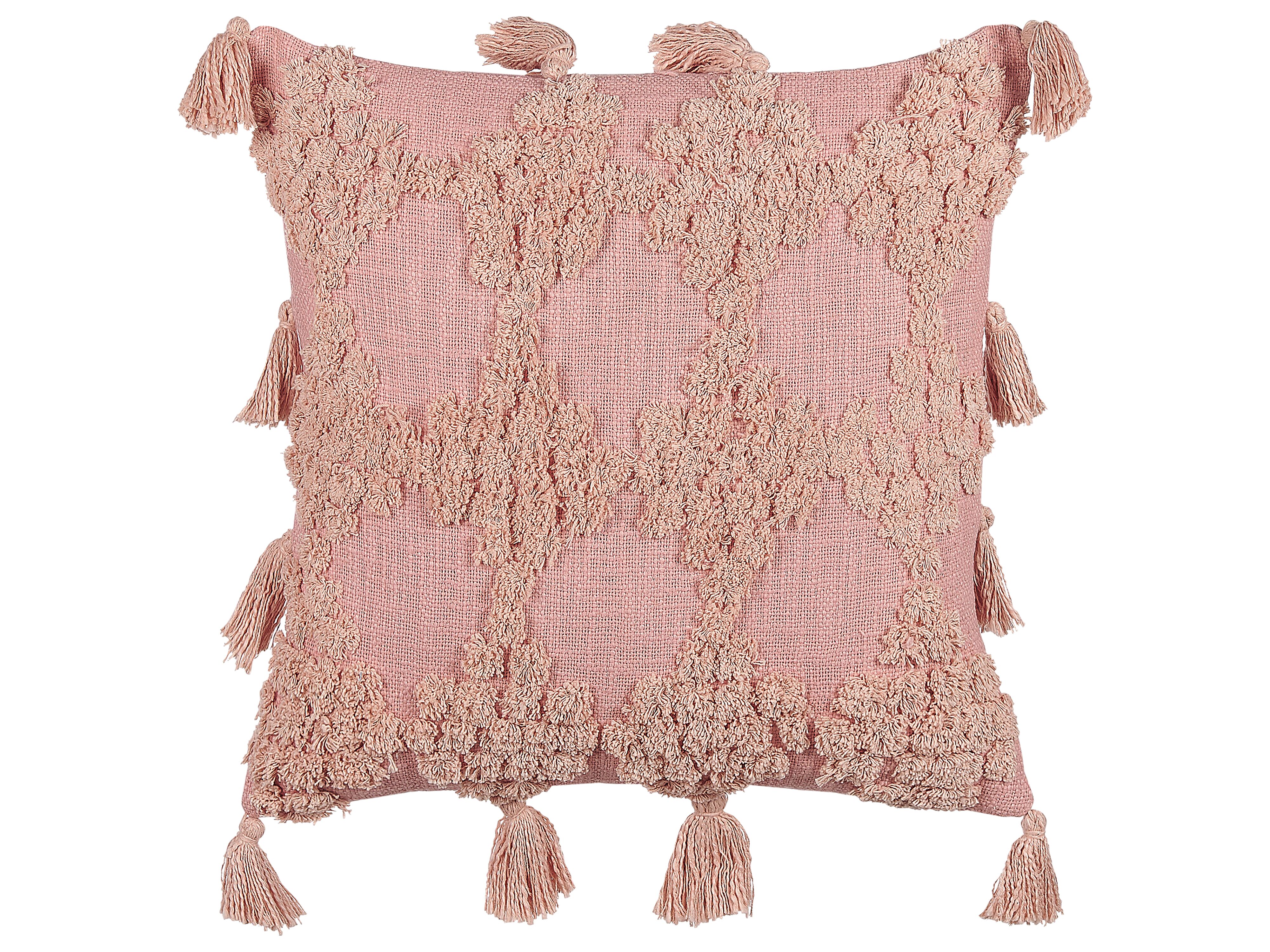 Throw Cushion TORENIA Cotton 45 x 45 cm Pink Geometric Pattern
