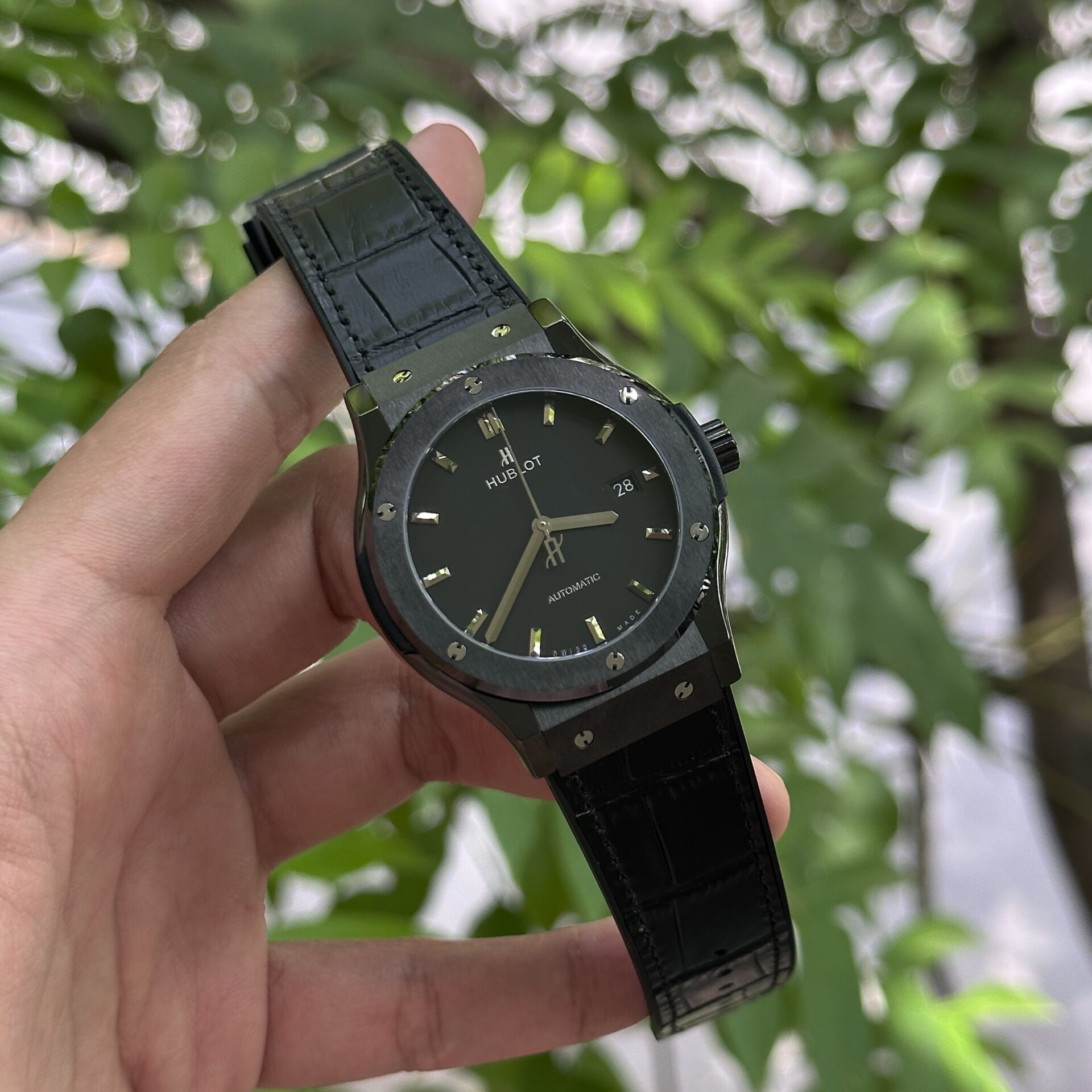 Hublot Classic Fusion Ceramic Replica Watch Black Leather Strap JJZ 42mm - Top club