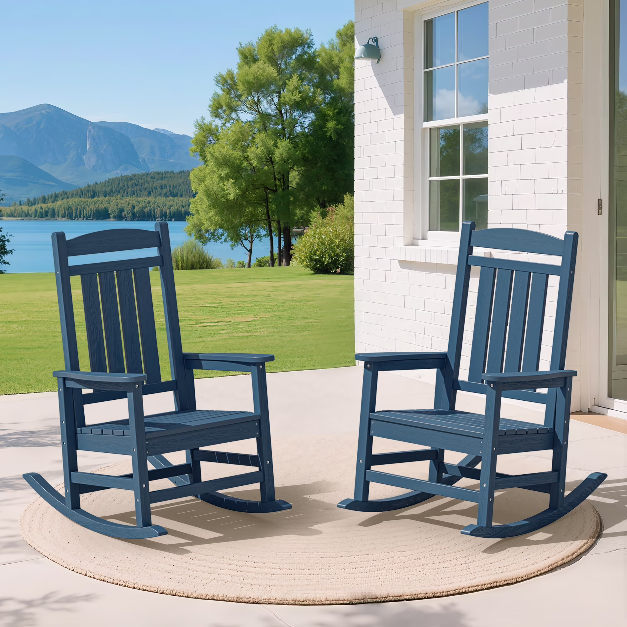 KINGYES HDPE Outdoor Rocking Chairs Set of 2,HDPE Patio Rocker for Porch,Black - Image 15