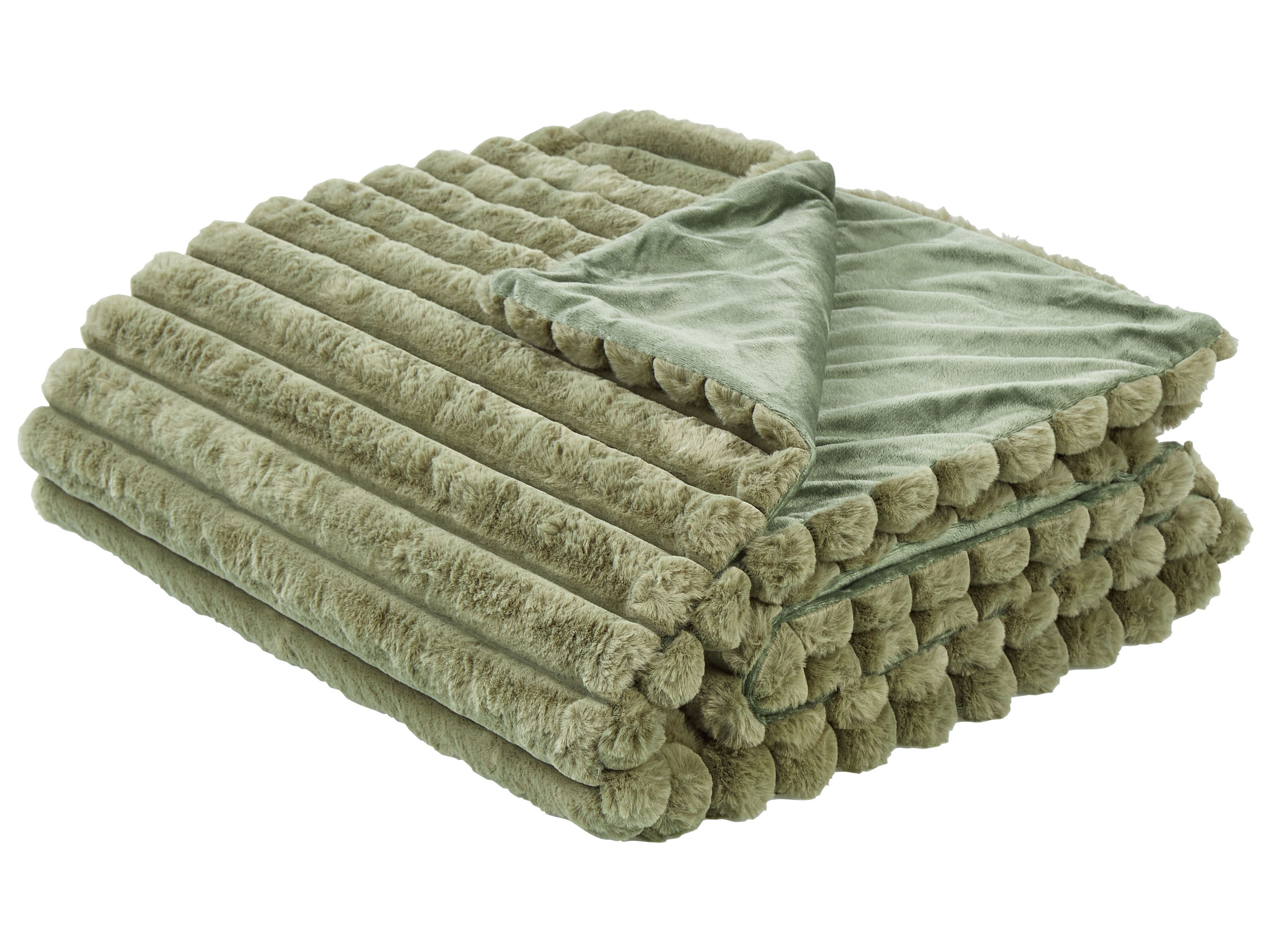 Bedspread RAKYA Faux Fur 150 x 200 cm Green