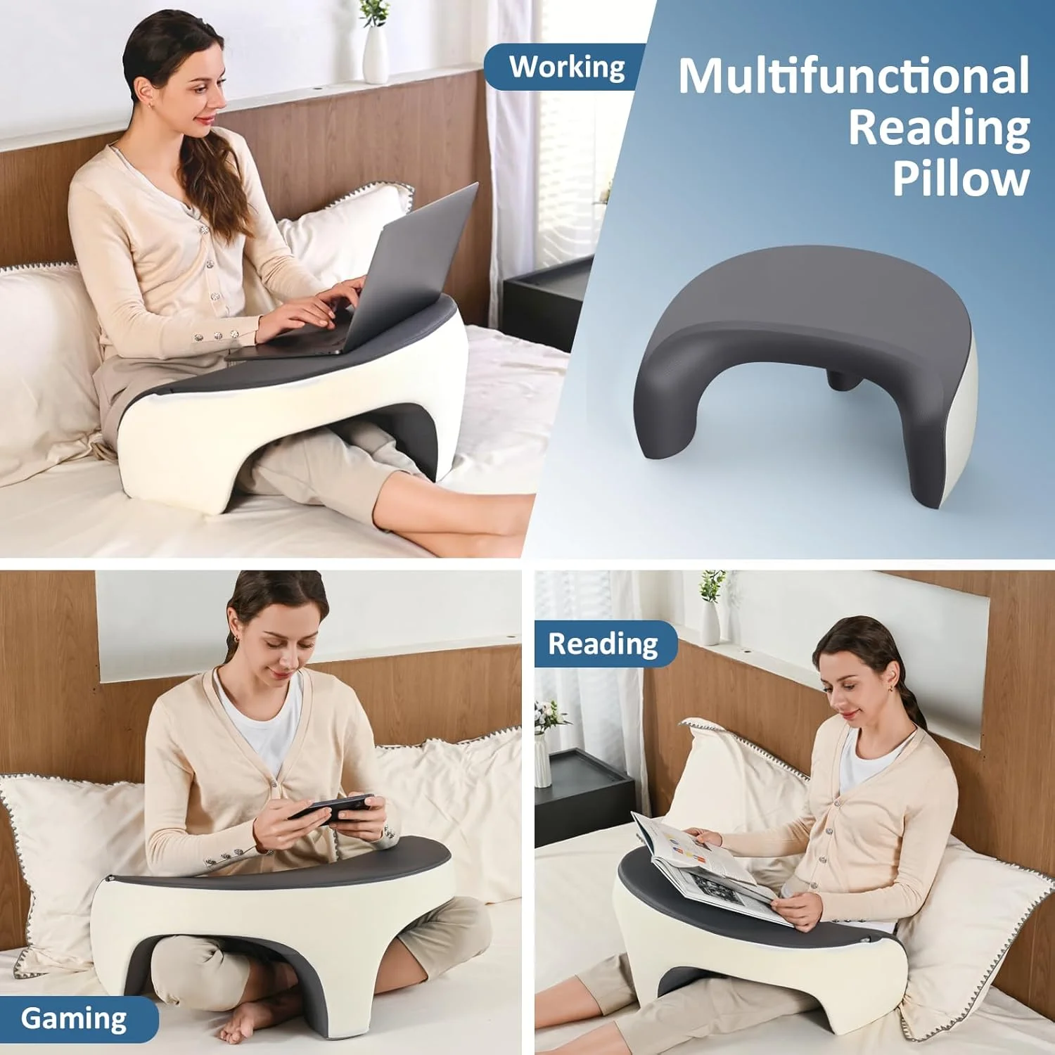 Memory Foam Lap Desk Reading Pillow | Gaming & Work Support | Ergonomic Arm Rest for Bed, Sofa & Floor | Multi-Use for Adults