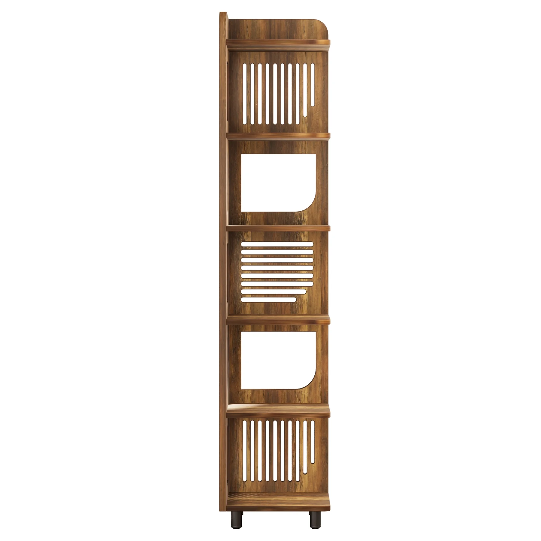 Fnova 71" 6-Tier Tall Corner Bookshelf, Rustic Wooden Narrow Corner Bookcase with Artistic Square Rack, Freestanding Display Storage Shelf for Space-Saving Home Organizing - Image 24