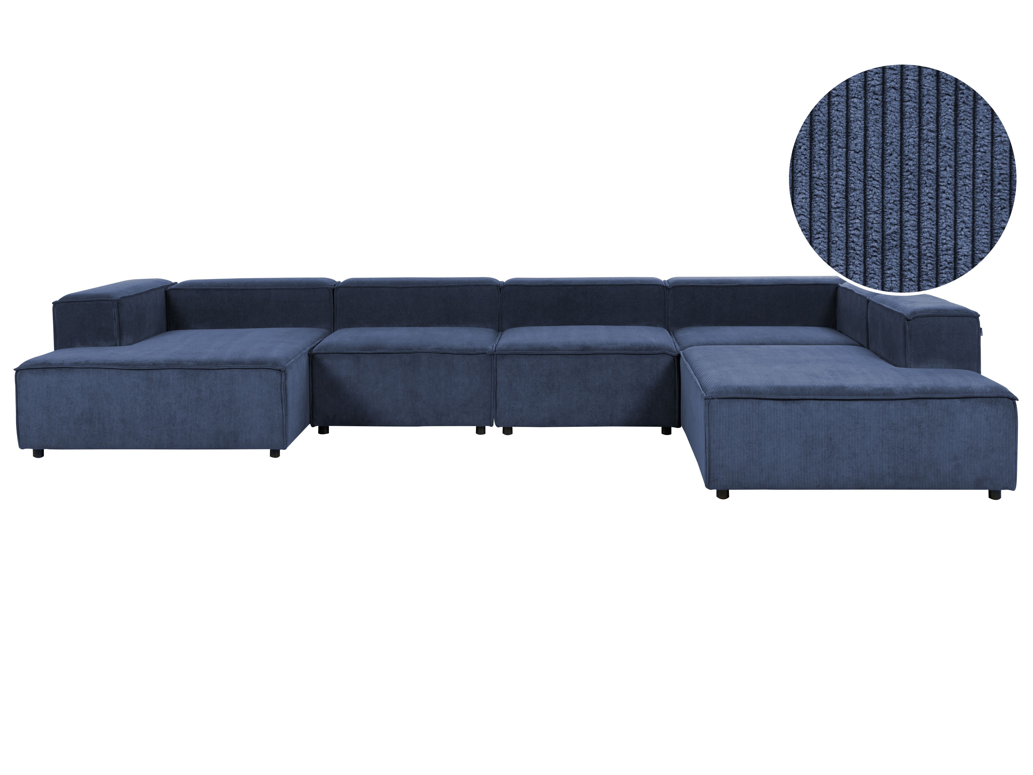Modular Corner Sofa 5 Seater ARDAL Corduroy Dark Blue Left Hand