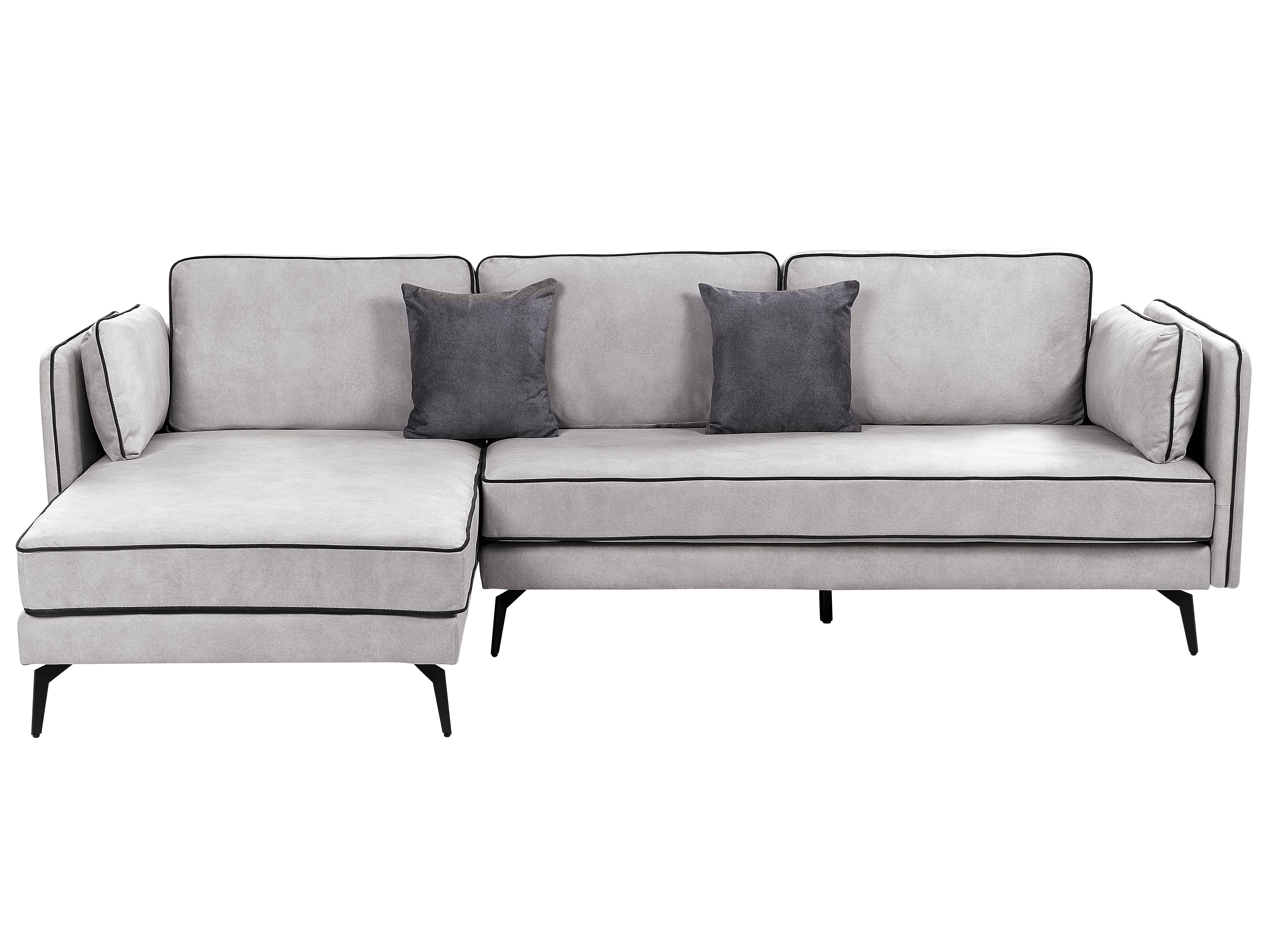 Corner Sofa 3 Seater ALTAN Velvet Light Grey Right Hand