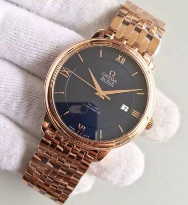 Replica Omega MK De Ville 39.5mm Blue Dial RG Case SS Bracelet A2824 - Elite Watch Atelier