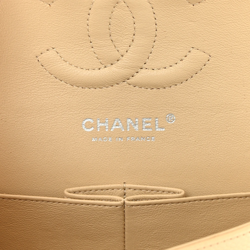 Chanel Beige Quilted Caviar Medium Flap Replica Handbags1:1High-quality replica
