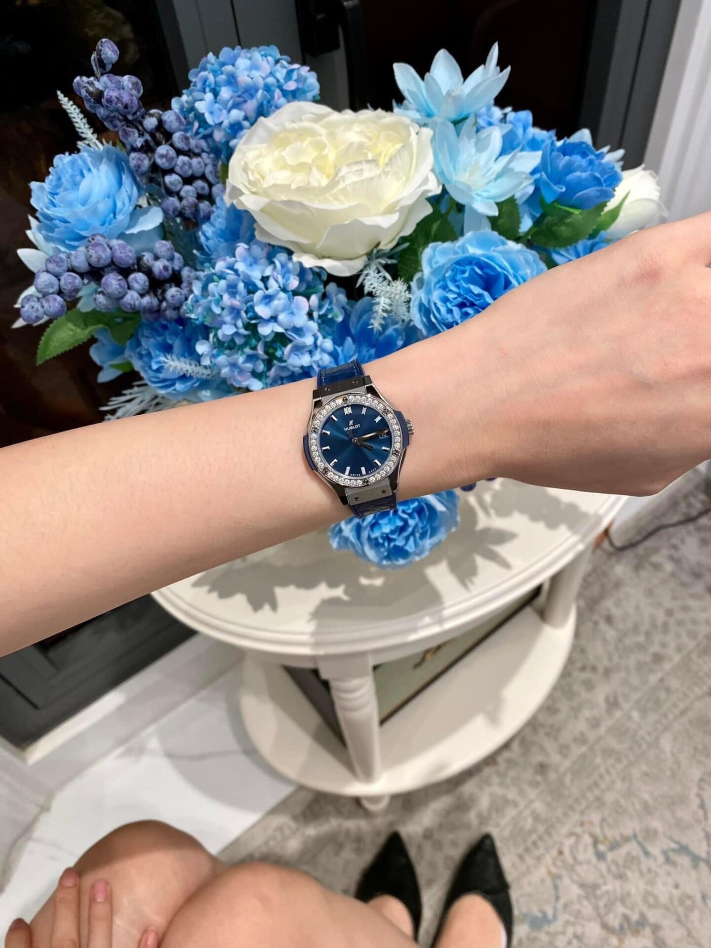 Hublot Classic Fusion Replica Watch Blue With Moissanite Diamond 33mm - Top club