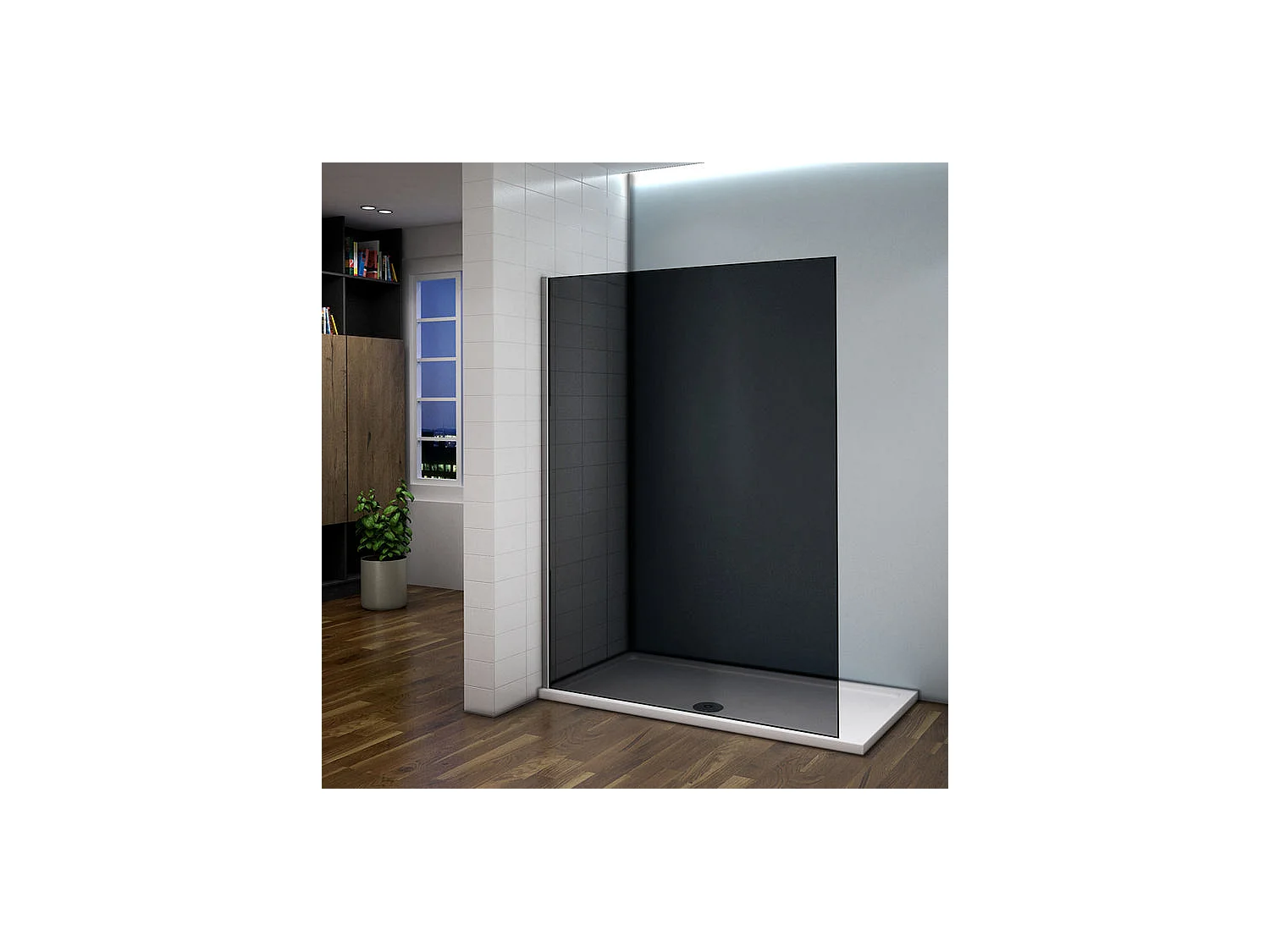 Paroi de douche foncée 100x200cm à l'italienne - Verre 8mm trempé anticalcaire, sans barre de fixation