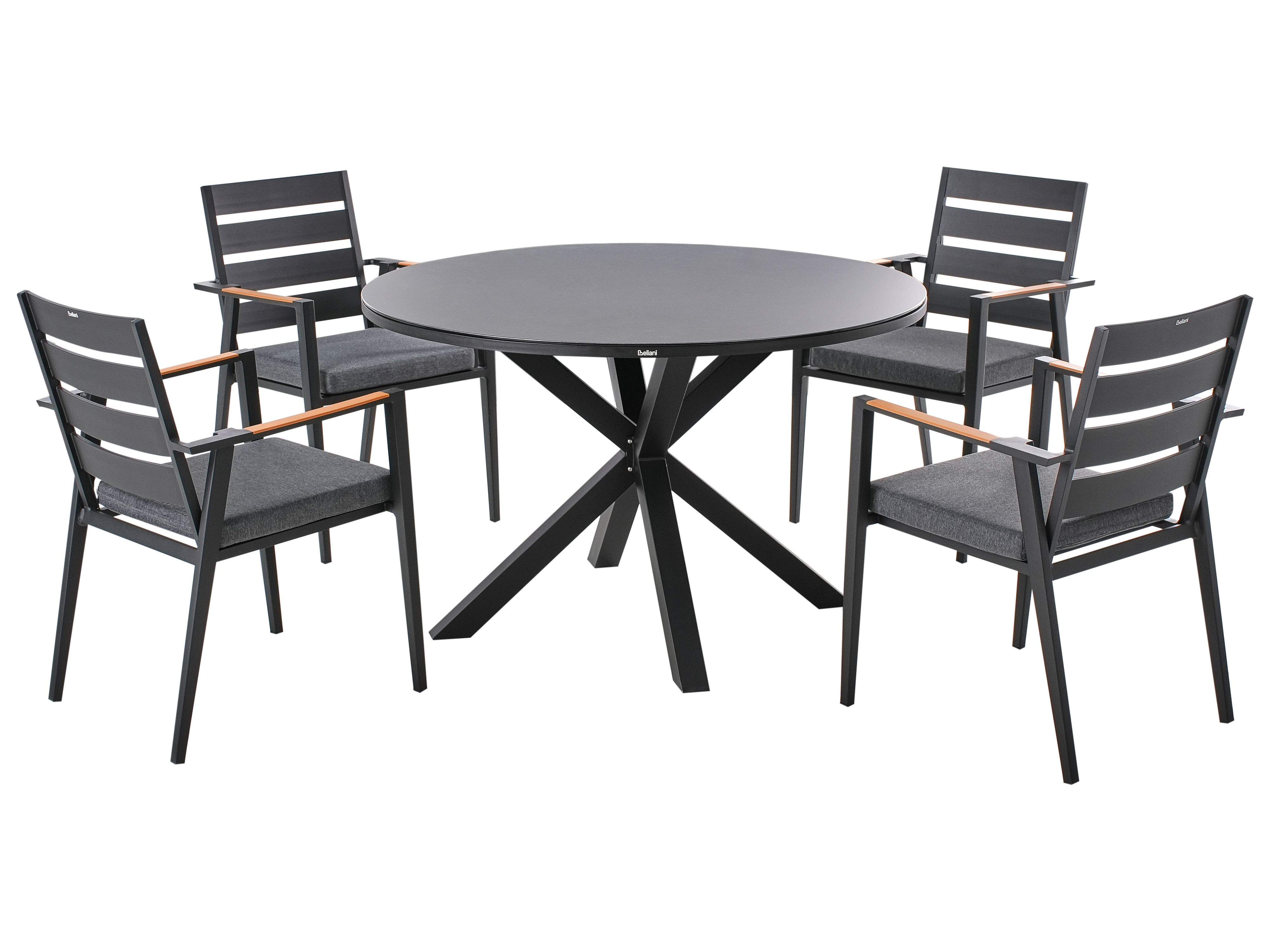 Garden Dining Set 4 Seater MALETTO/TAVIANO with Cushions Metal Black