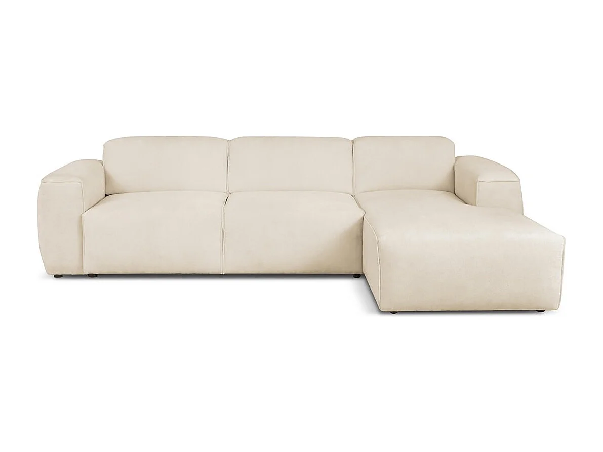 Canapé d’angle LUXOR L droit convertible avec coffre – canapé salon moderne, lit d’appoint, tissu beige, canapé familial confortable