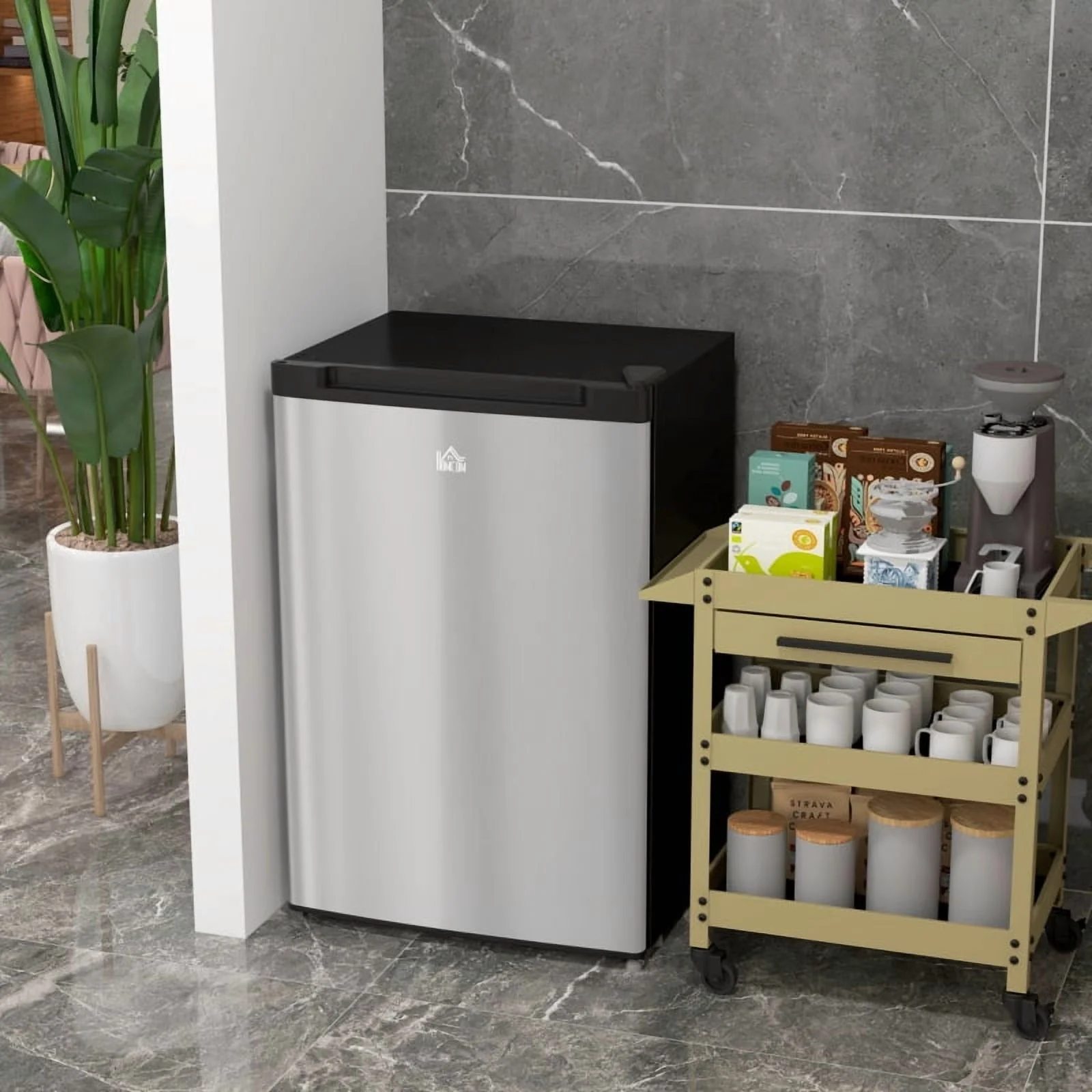 HOMCOM Upright Freezer, 3.0 Cubic Feet Compact Mini Freezer with Reversible Single Door and Adjustable Thermostat, Small freezer for Home, Dorm, Apartment, Home Office, Silver - Image 7
