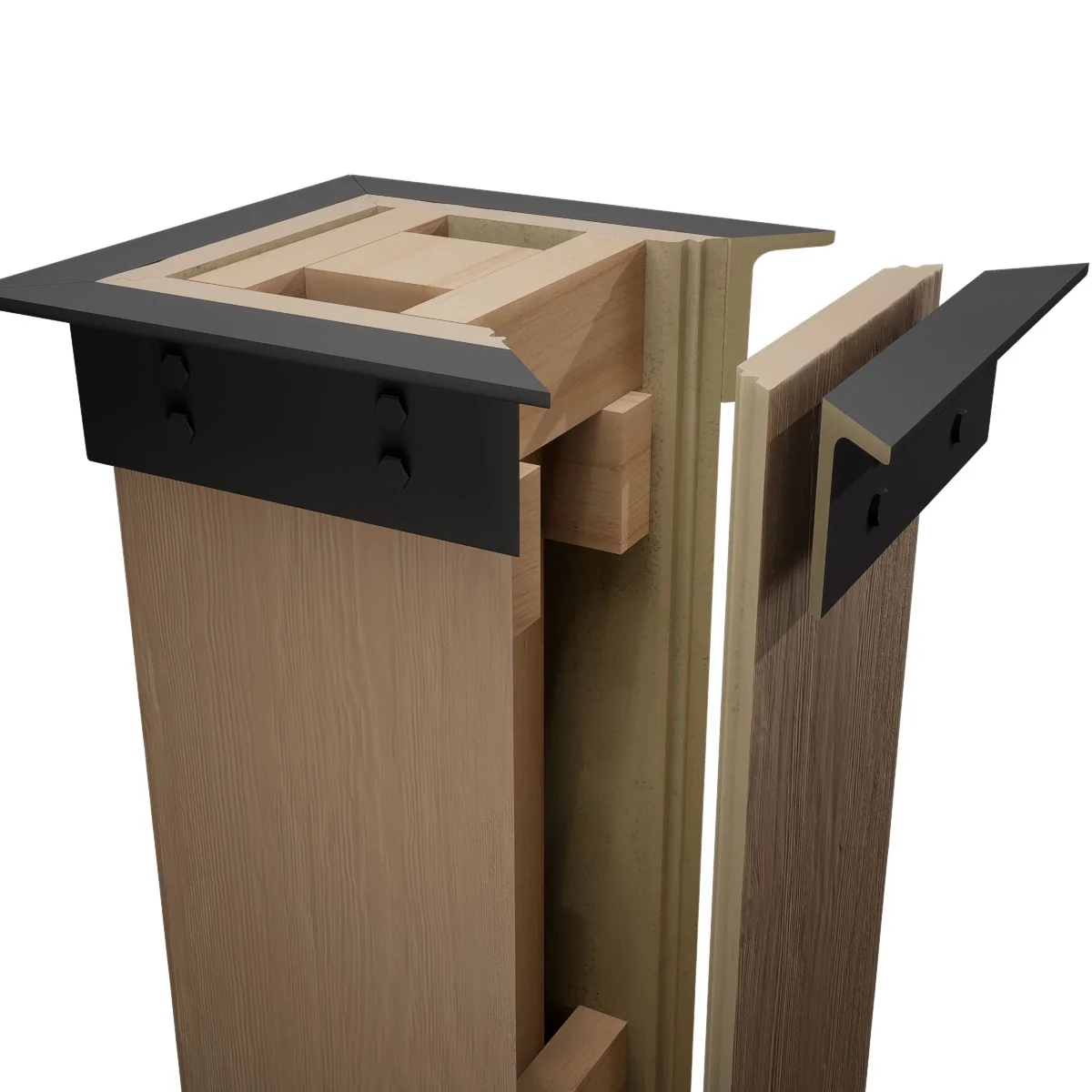 Ekena Millwork 6"W x 5'H Sand Blasted Endurathane Faux Wood Non-Tapered Square Column Wrap with Faux Iron Capital & Base - Image 85