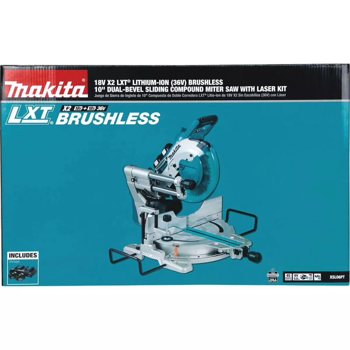 Makita 18V LXT Lithium-Ion Brushless 10 In. Dual-Bevel Sliding Compound Cordless Miter Saw Kit with Laser