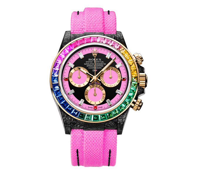 ROLEX Diw Daytona carbon rainbow pink 40mm carbon(1:1 replica) - Top club